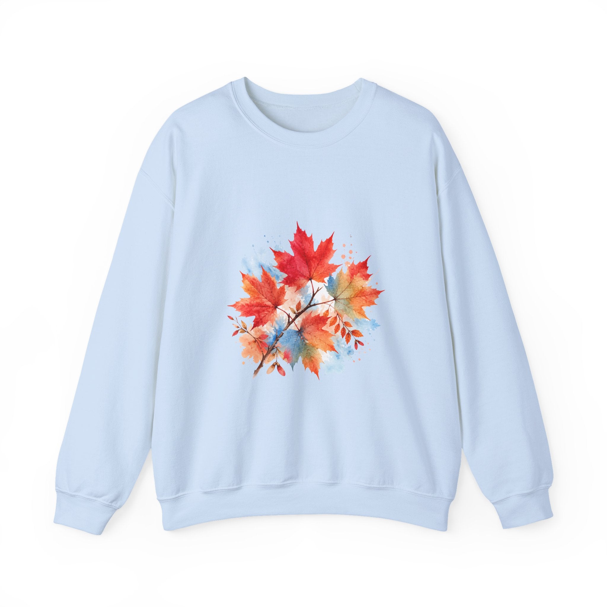 Matching Couple Sweatshirt - Cherry Blossom & Maple Leaf Matching Couple Premium Fleece Sweatshirt Watercolor Art His Hers Birthday Gift - Design B