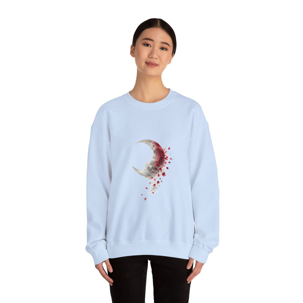Matching Couple Sweatshirt - Waxing & Waning Moon Matching Couple Comfort Colors Crew Watercolor Art His Hers Birthday Gift - Design B