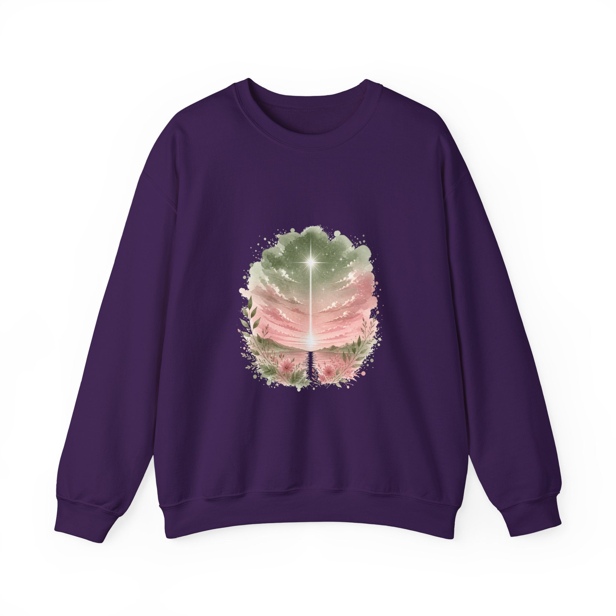 Matching Couple Sweatshirt - Evening & Morning Star Matching Couple Comfort Colors Crew Watercolor Art His Hers Birthday Gift - Design A