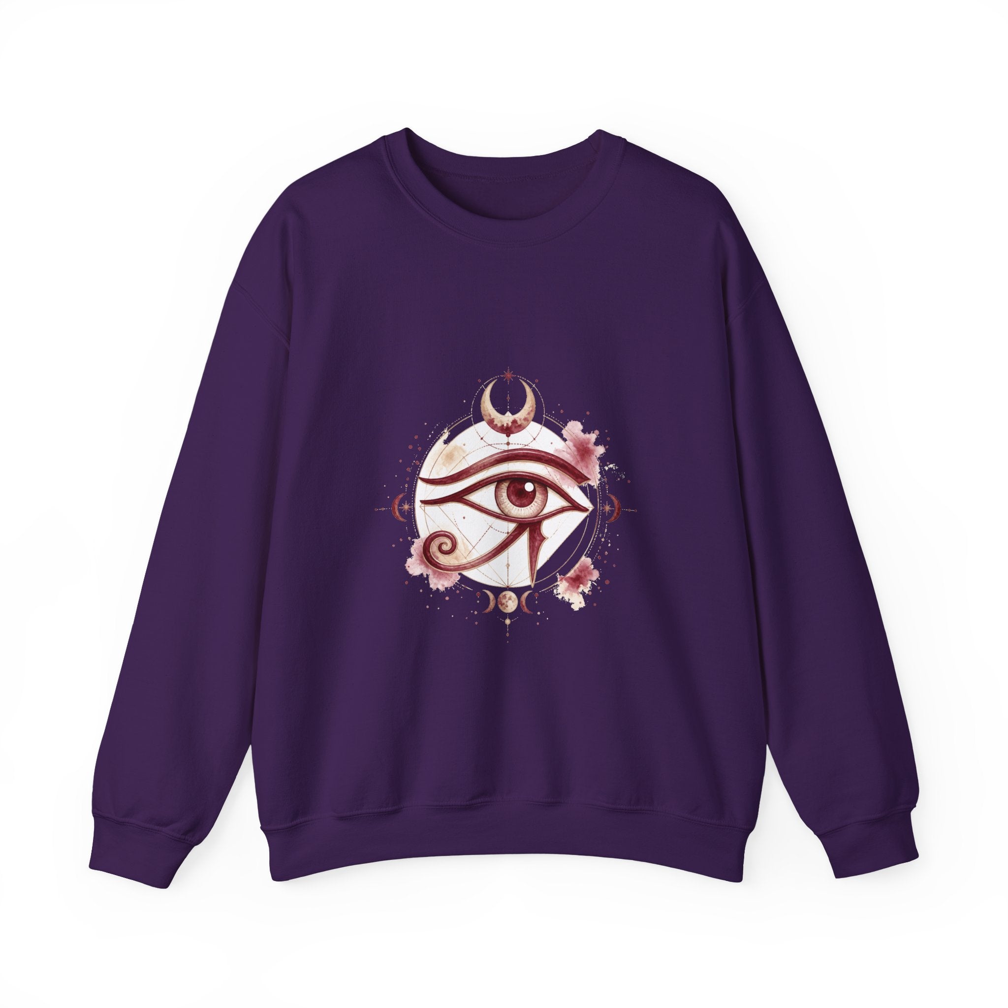 Matching Couple Sweatshirt - Eye of Ra & Horus Matching Couple Crewneck Sweatshirt Watercolor Art His Hers Engagement Gift - Design B