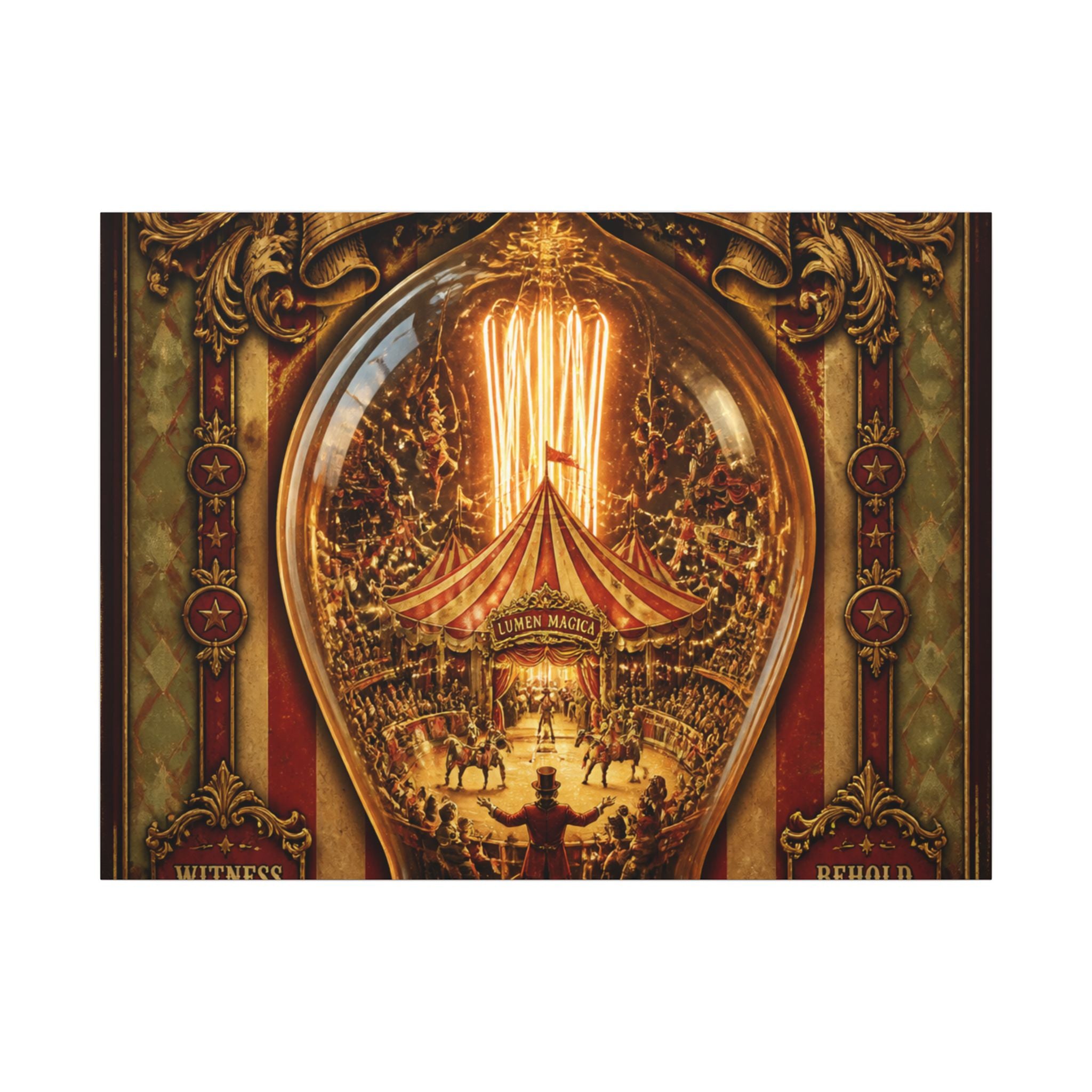 Light Bulb Circus Wall Art Canvas 16×20 Baroque Home Office Decor Maximalist Print
