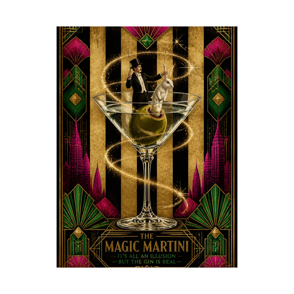 Martini Magician Wall Art Poster 18×24 Art Deco Entryway Decor Maximalist Print