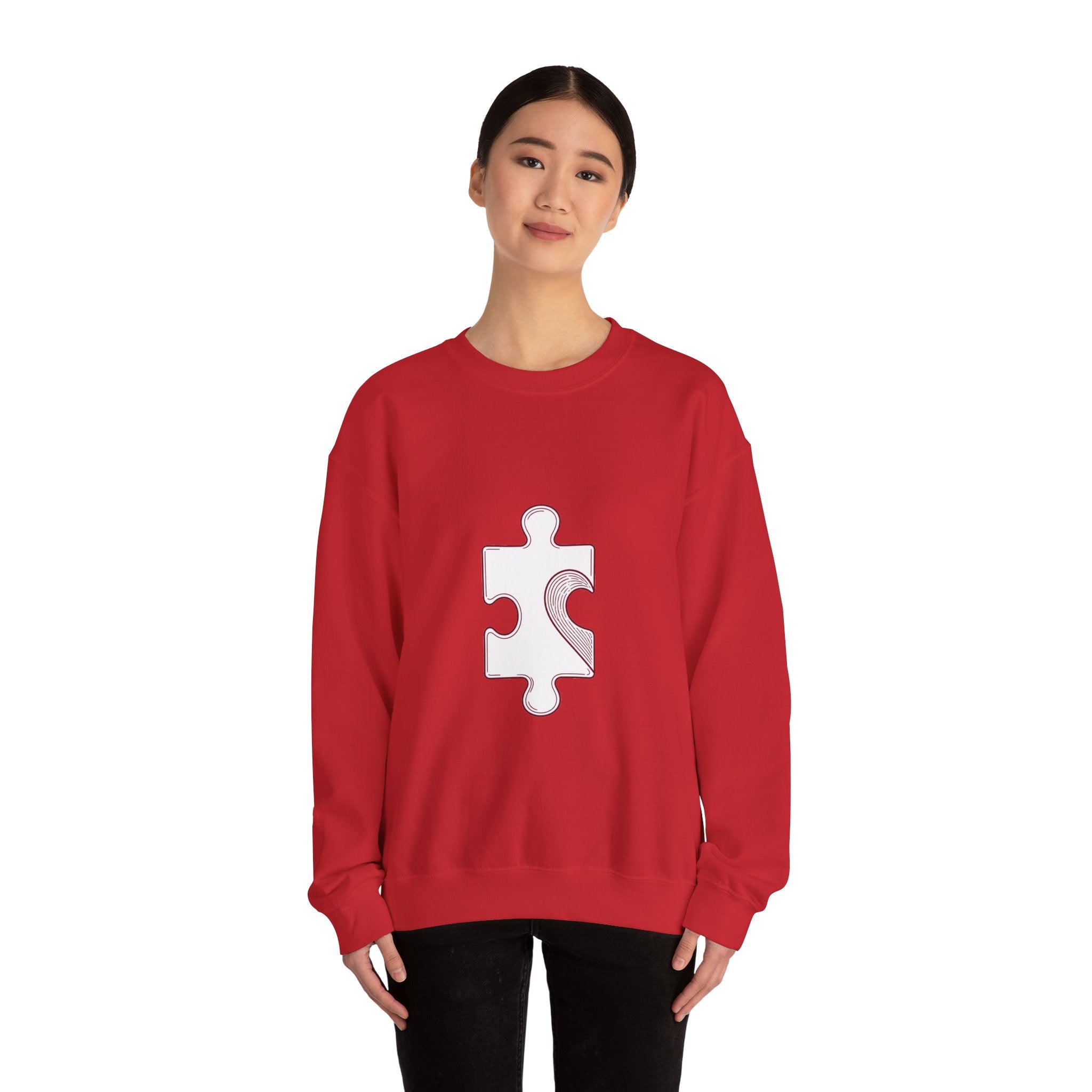 Matching Couple Sweatshirt - Puzzle Pieces Matching Couple Premium Fleece Sweatshirt Minimalist Art His Hers Christmas Gift - Design A