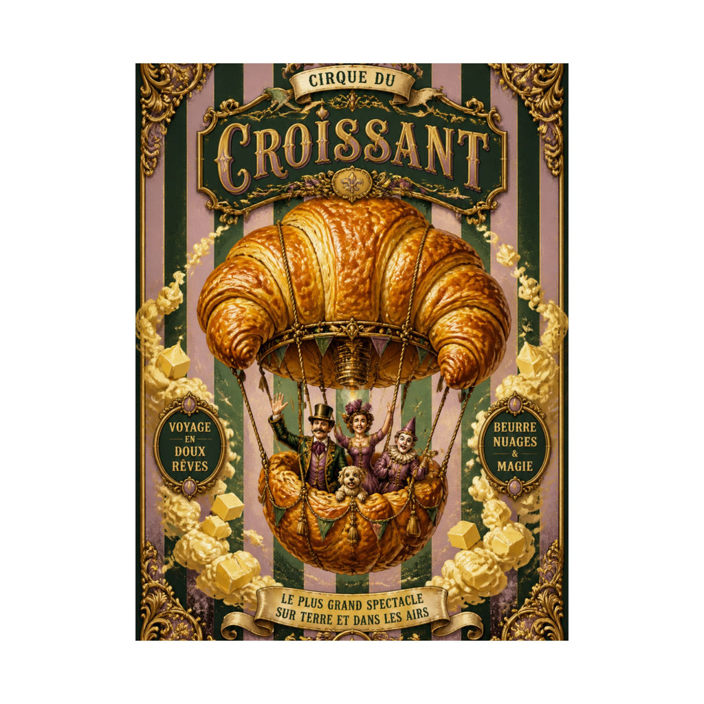 Croissant Hot Air Balloon Wall Art Poster 24×36 Baroque Studio Decor Maximalist Print