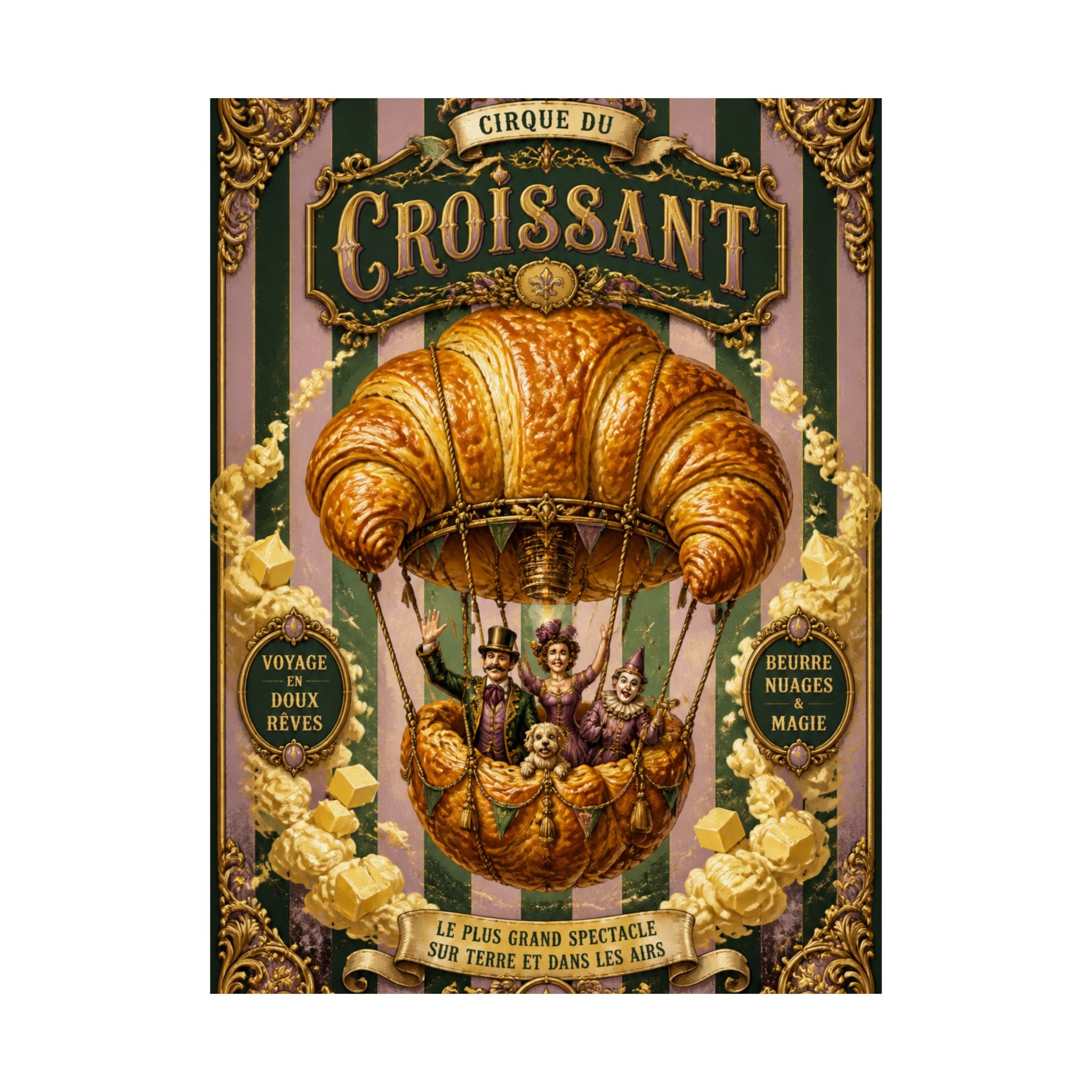 Croissant Hot Air Balloon Wall Art Poster 24×36 Baroque Studio Decor Maximalist Print