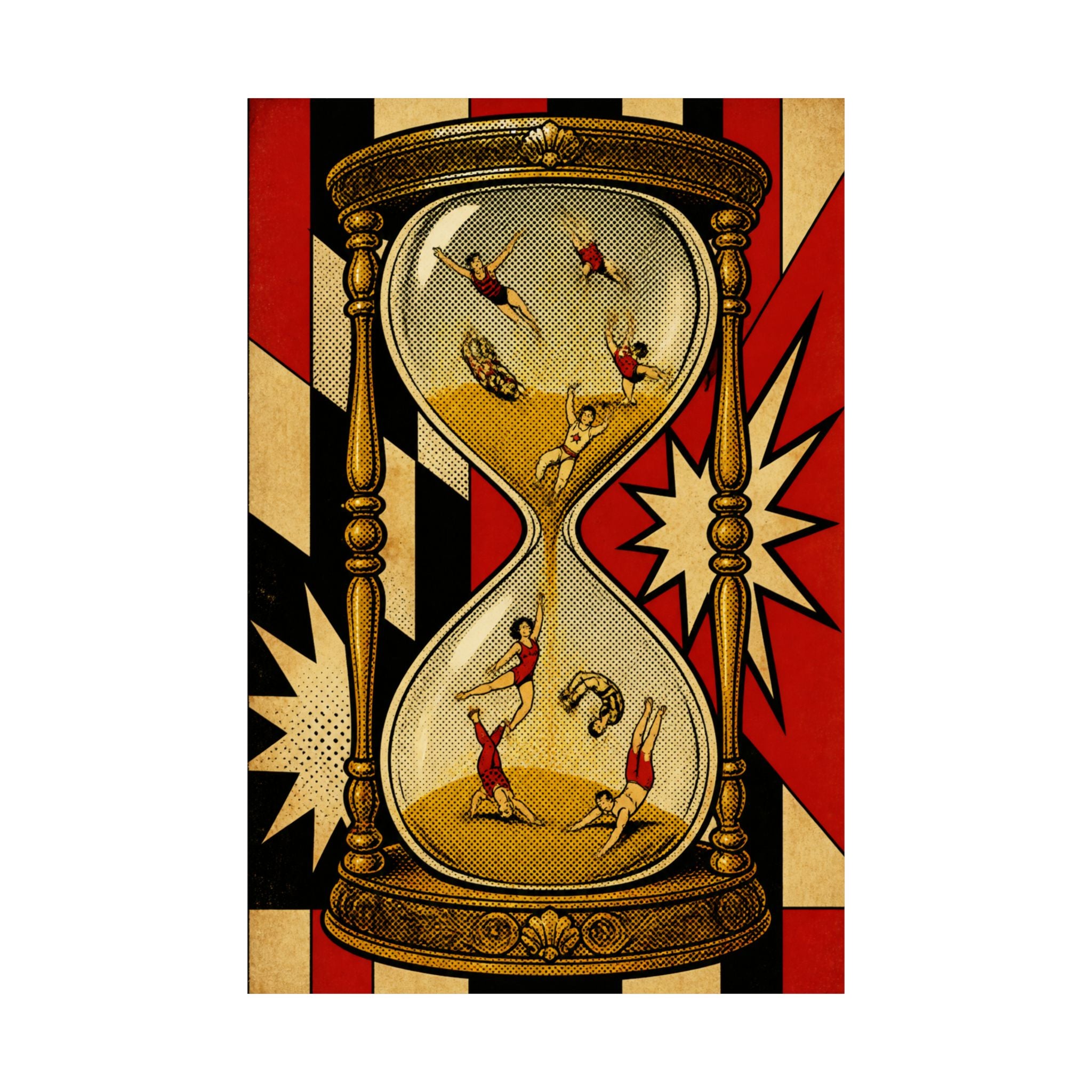 Hourglass Acrobats Wall Art Poster 18×24 Pop Art Living Room Decor Maximalist Print