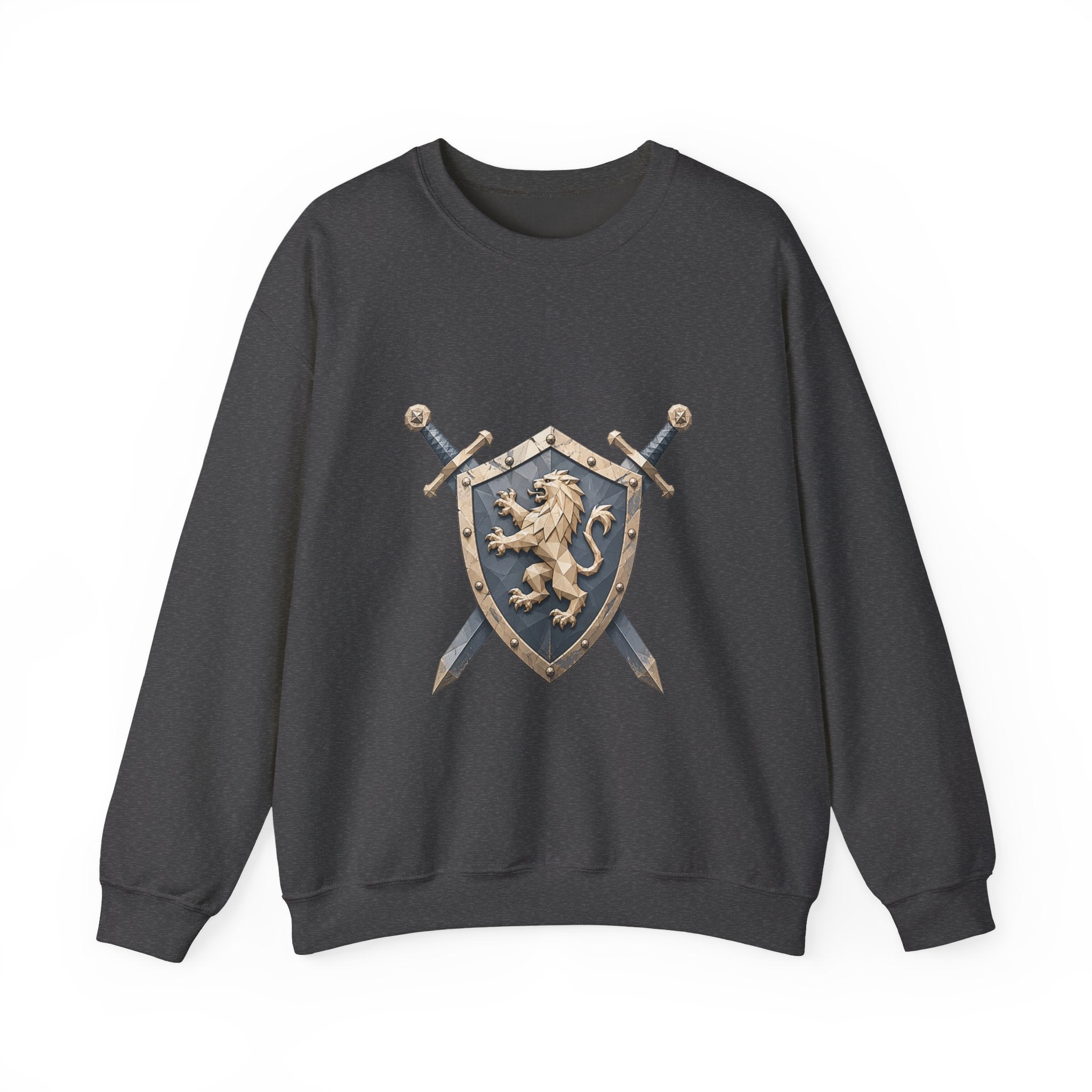 Matching Couple Sweatshirt - Crown & Shield Matching Couple Crewneck Sweatshirt Geometric Art His Hers Couple Gift - Design B