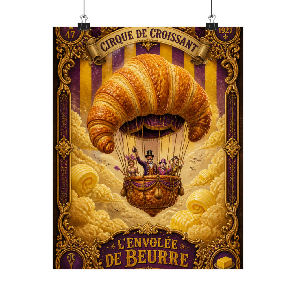 Croissant Hot Air Balloon Wall Art Poster 18×24 Baroque Home Office Decor Maximalist Print