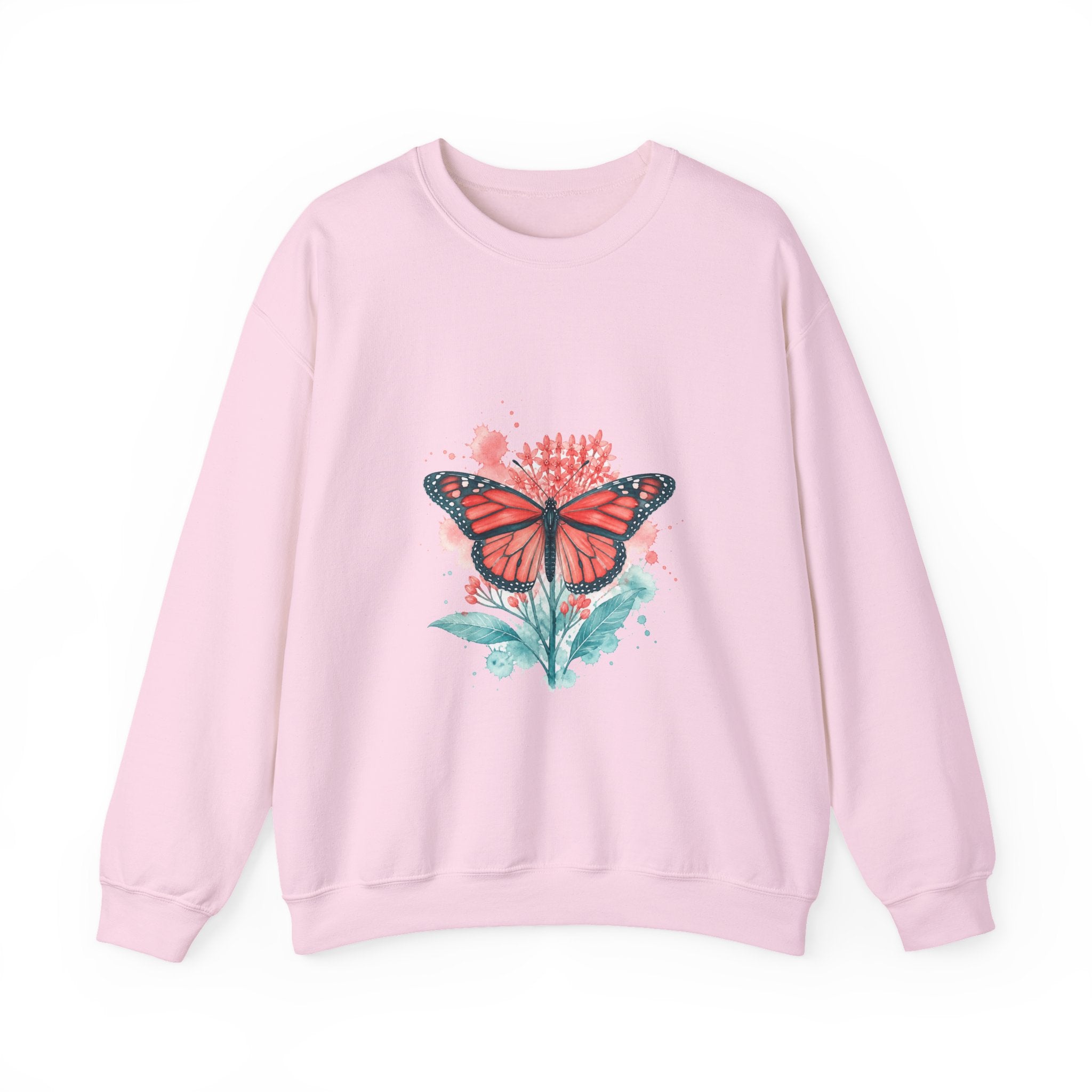 Matching Couple Sweatshirt - Butterfly & Moth Matching Couple Crewneck Sweatshirt Watercolor Art His Hers Engagement Gift - Design A