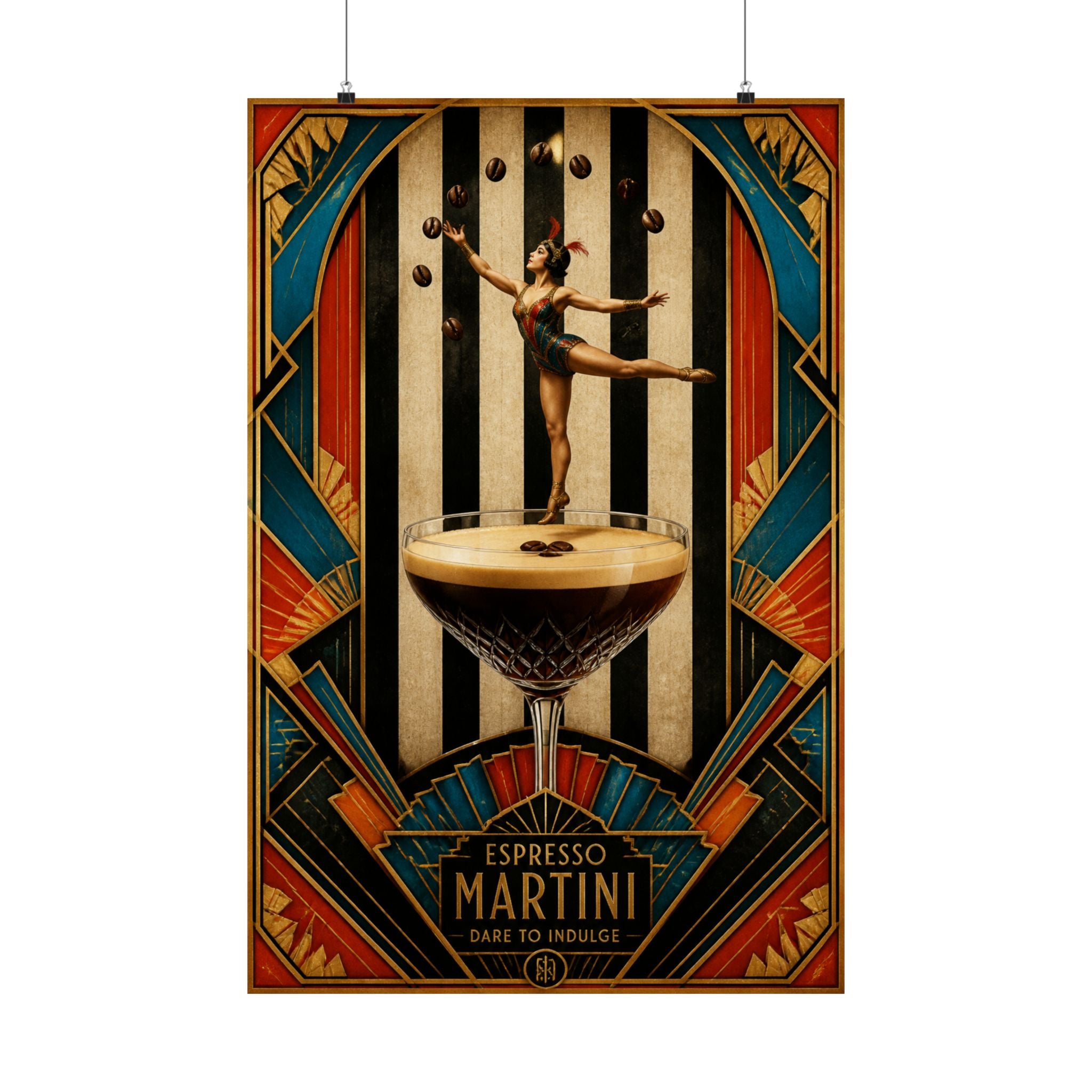 Espresso Martini Acrobat Wall Art Poster 18×24 Art Deco Entryway Decor Maximalist Print