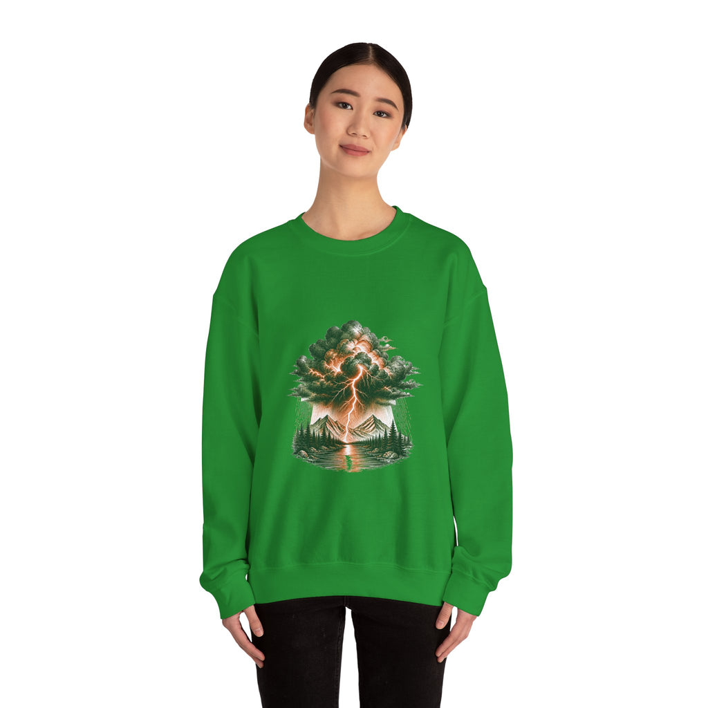Matching Couple Sweatshirt - Storm & Rainbow Matching Couple Premium Fleece Sweatshirt Hand-Drawn Art His Hers Anniversary Gift - Design A