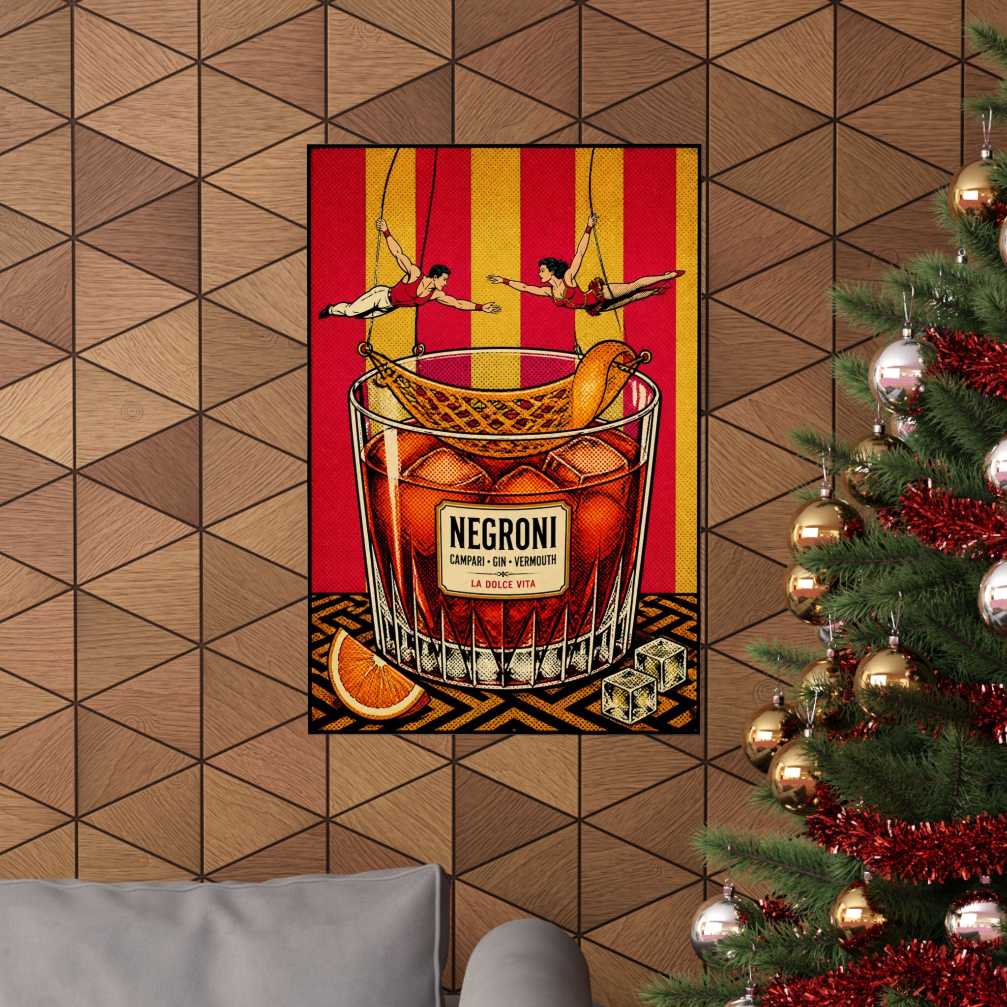 Negroni Trapeze Act Wall Art Poster 18×24 Pop Art Living Room Decor Maximalist Print