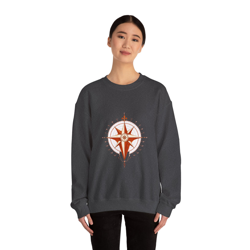 Matching Couple Sweatshirt - Compass North & South Matching Couple Comfort Colors Crew Geometric Art His Hers Love Gift - Design B