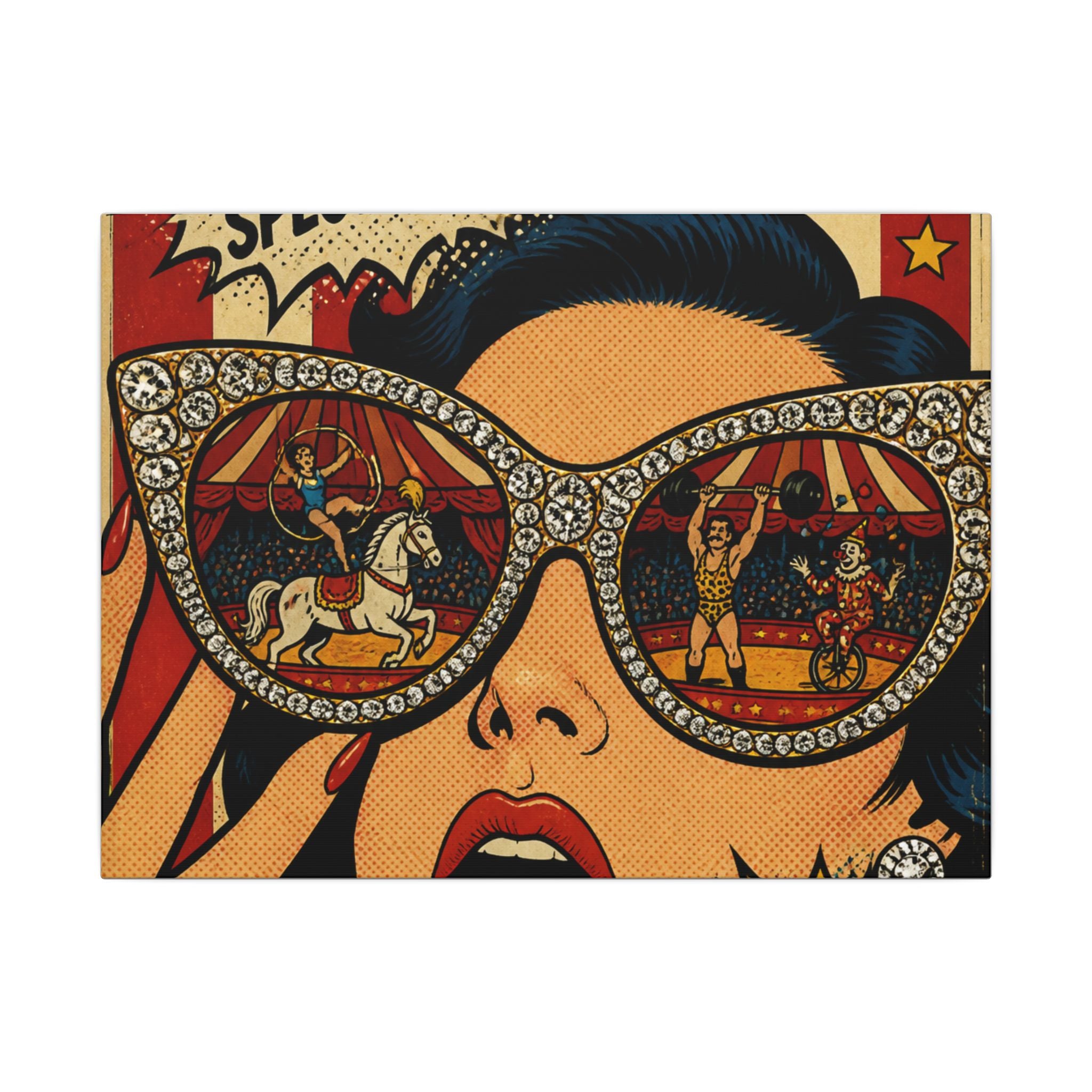 Sunglasses Circus Ring Wall Art Canvas 16×20 Pop Art Living Room Decor Maximalist Print