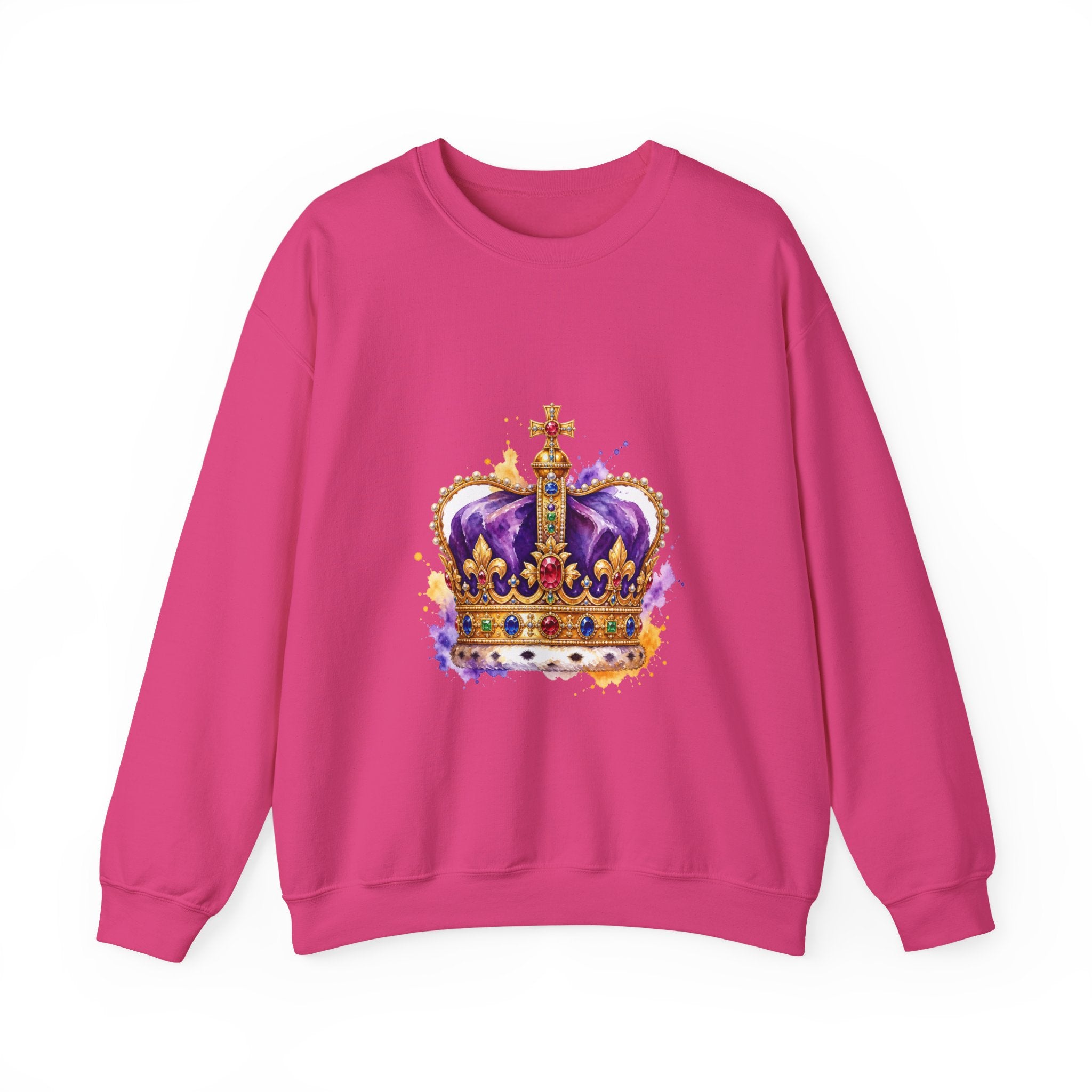 Matching Couple Sweatshirt - Crown & Shield Matching Couple Premium Fleece Sweatshirt Watercolor Art His Hers Birthday Gift - Design A