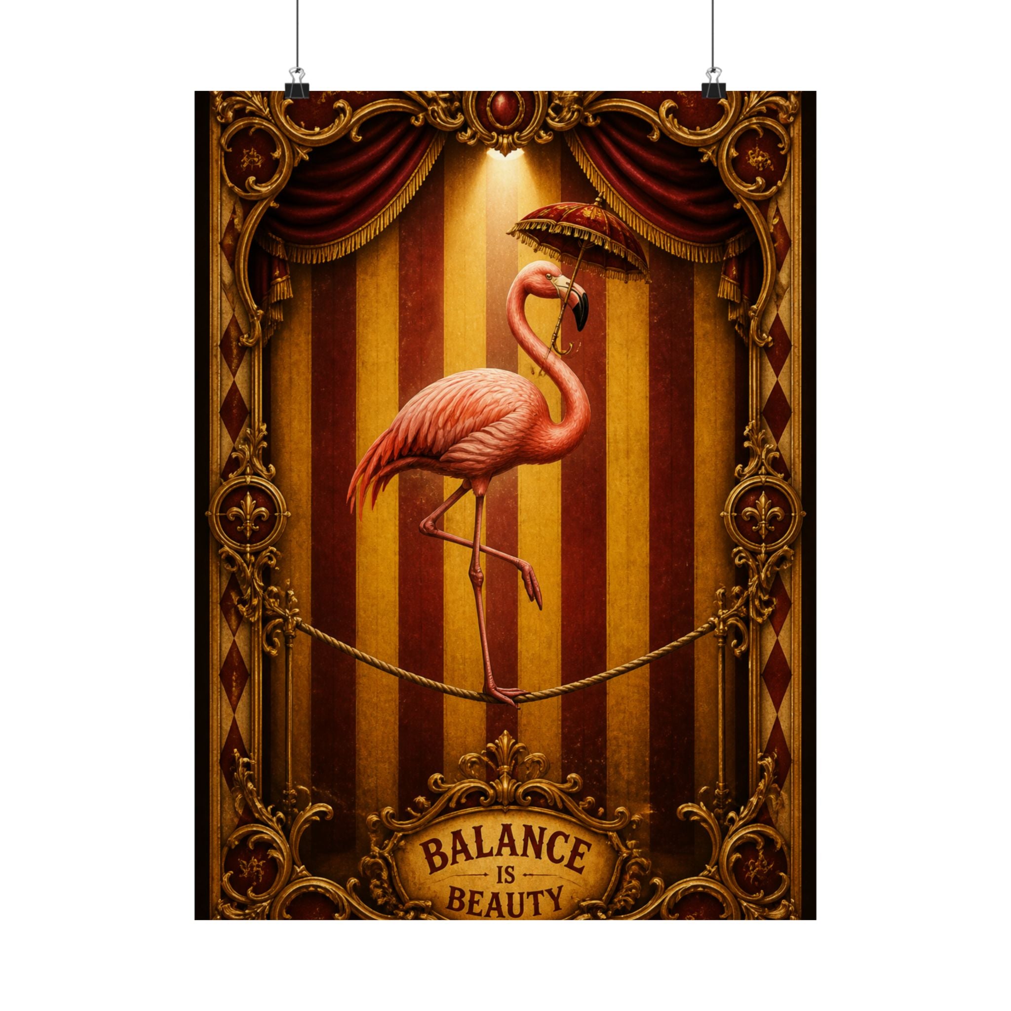 Flamingo Tightrope Wall Art Poster 24×36 Baroque Studio Decor Maximalist Print