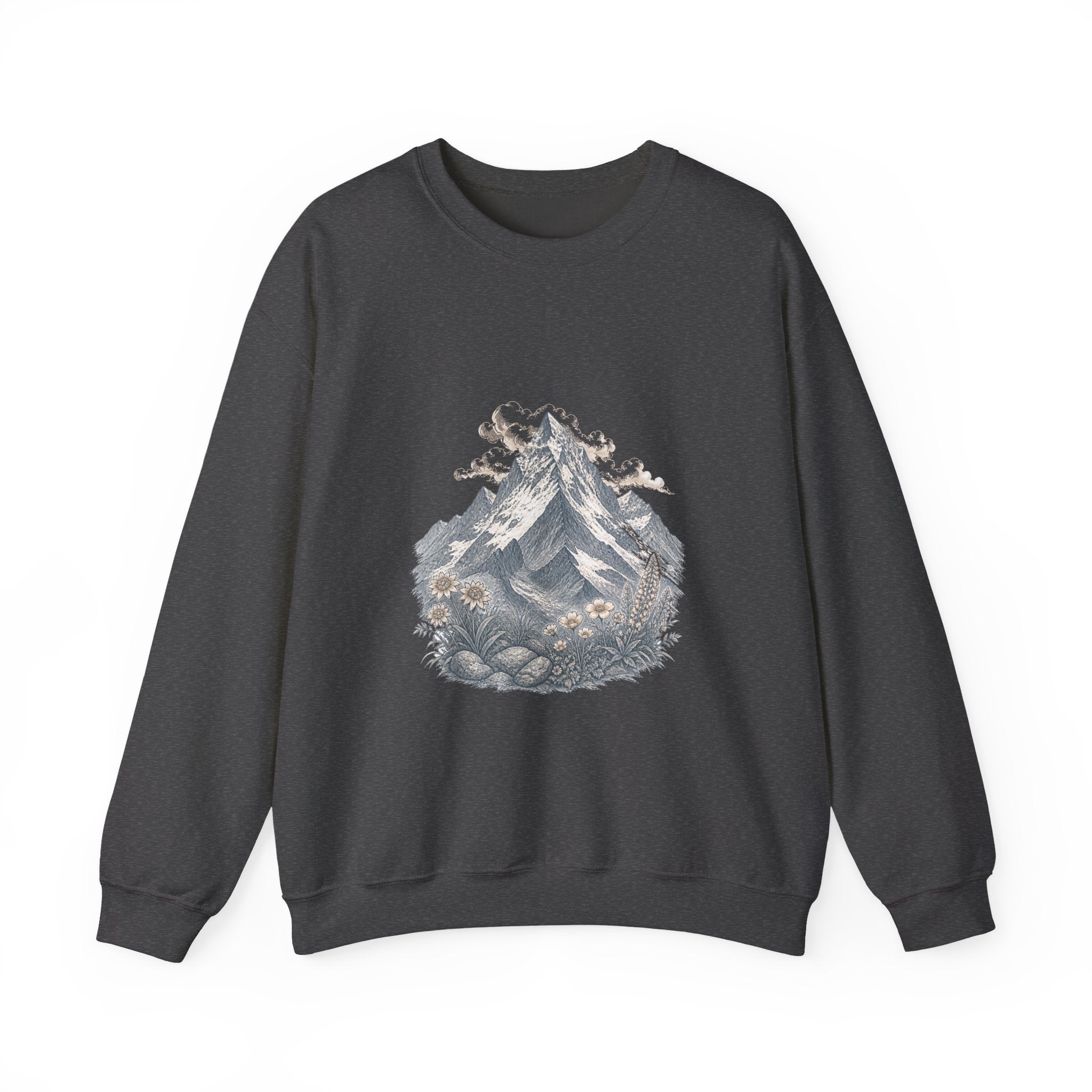 Matching Couple Sweatshirt - Mountain & Ocean Matching Couple Crewneck Sweatshirt Vintage Art His Hers Wedding Gift - Design A