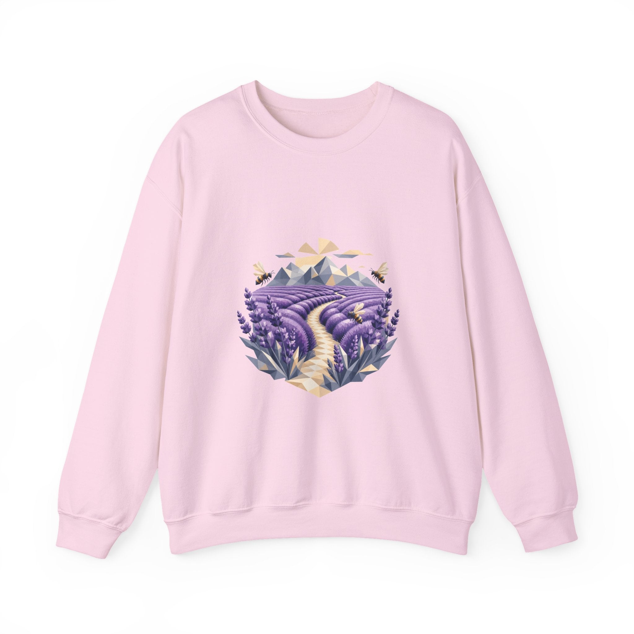 Matching Couple Sweatshirt - Lavender Fields & Canyon Matching Couple Crewneck Sweatshirt Geometric Art His Hers Couple Gift - Design A