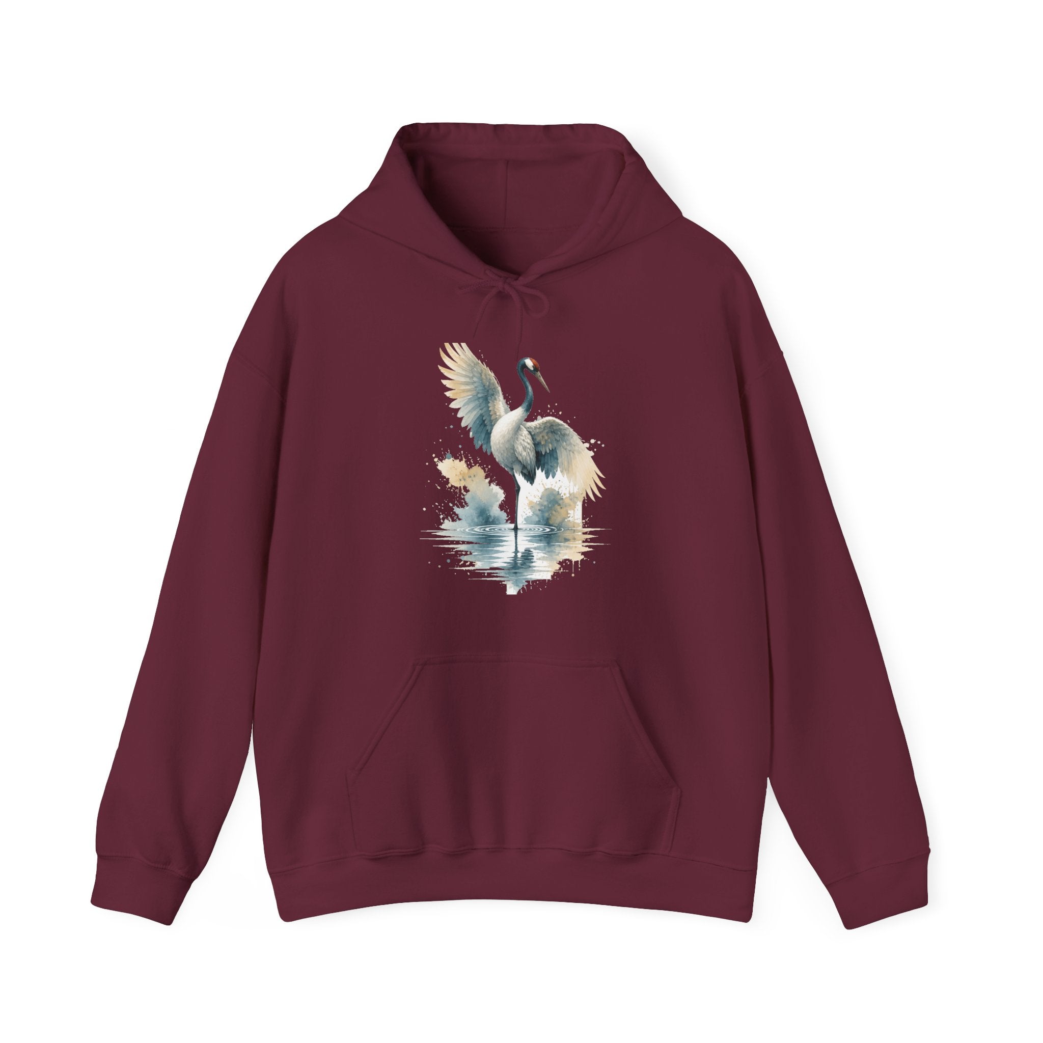 Matching Couple Sweatshirt - Tiger & Crane Matching Couple Hooded Sweatshirt Watercolor Art His Hers Engagement Gift - Design B