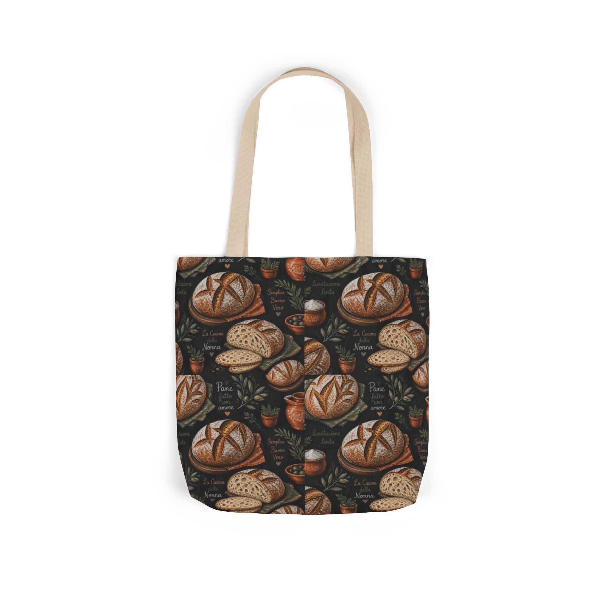 Rustic Sourdough Bread Canvas Tote Bag Mediterranean Kitchen Chalk Art Design Italian Cottagecore Gift