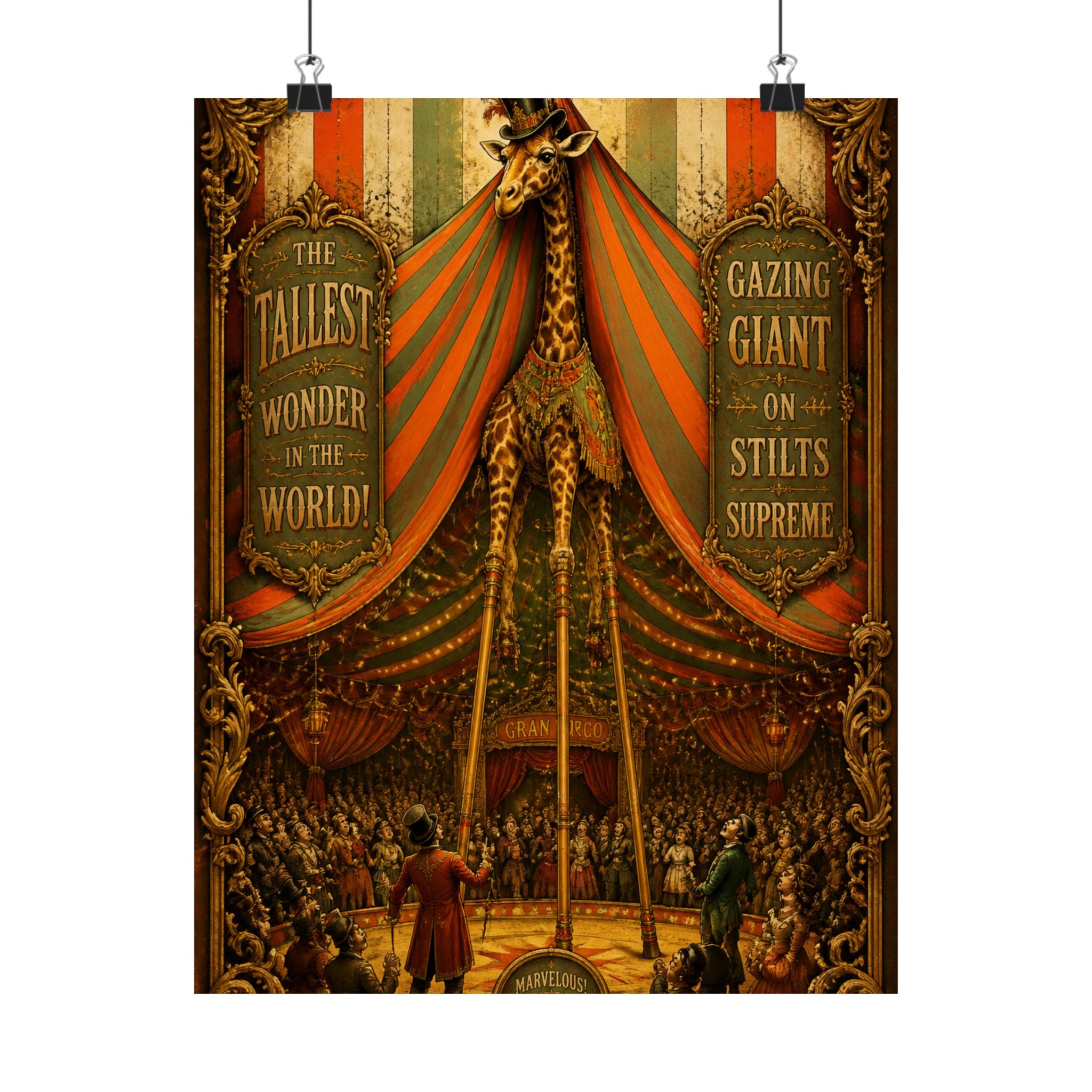 Giraffe on Stilts Wall Art Poster 24×36 Baroque Studio Decor Maximalist Print