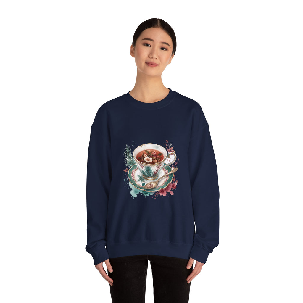 Matching Couple Sweatshirt - Coffee & Tea Matching Couple Comfort Colors Crew Watercolor Art His Hers Birthday Gift - Design B