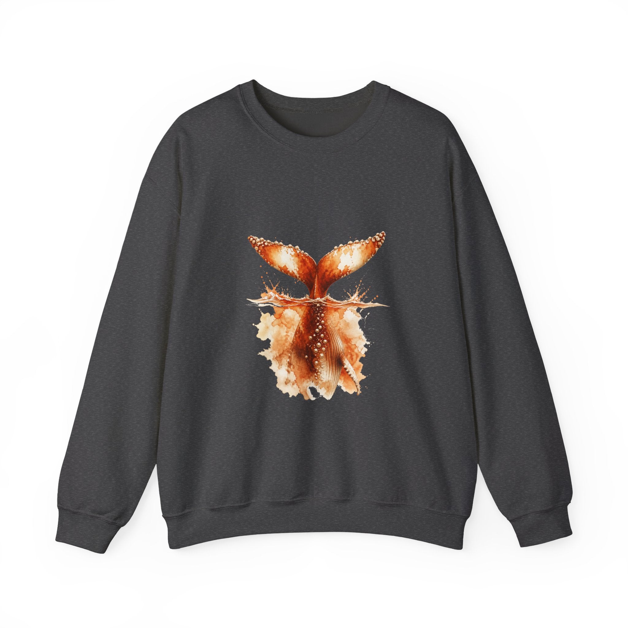 Matching Couple Sweatshirt - Eagle & Whale Matching Couple Premium Fleece Sweatshirt Watercolor Art His Hers Birthday Gift - Design B