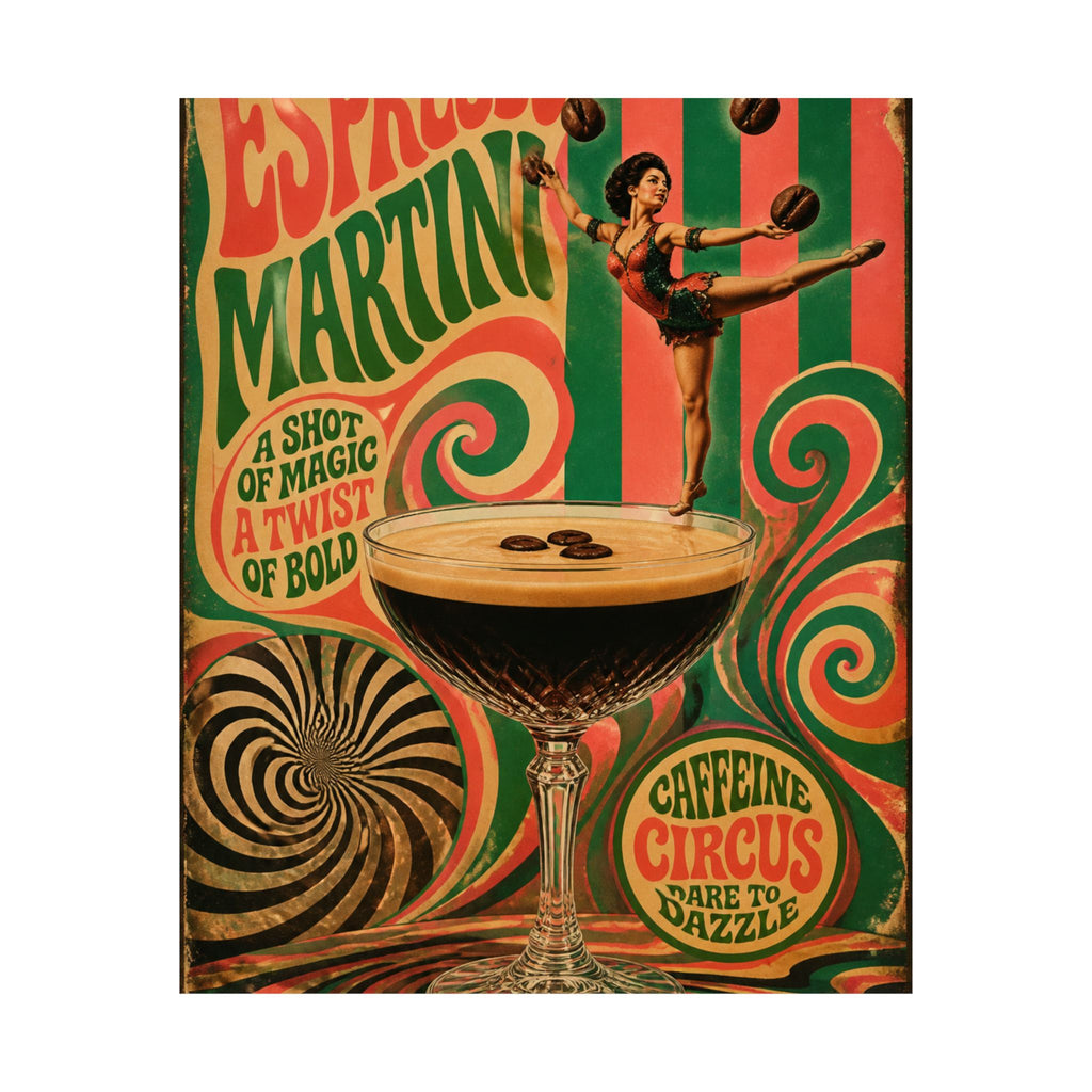 Espresso Martini Acrobat Wall Art Poster 24×36 Psychedelic Dining Room Decor Maximalist Print