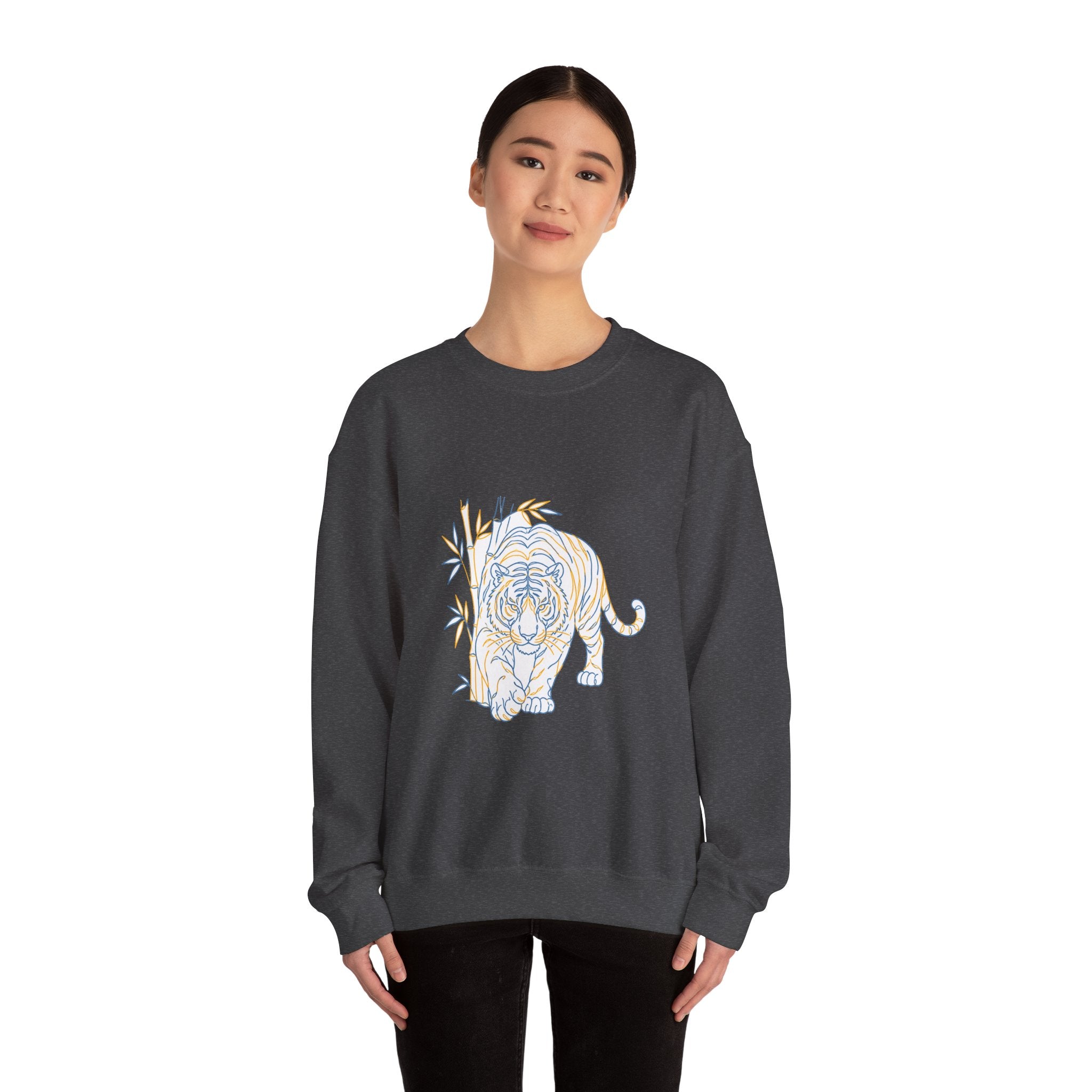 Matching Couple Sweatshirt - Tiger & Crane Matching Couple Premium Fleece Sweatshirt Minimalist Art His Hers Christmas Gift - Design A