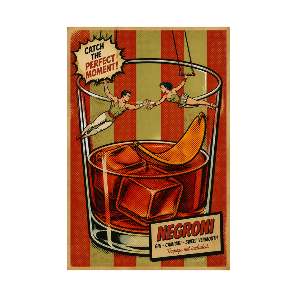 Negroni Trapeze Act Wall Art Poster 24×36 Pop Art Restaurant Decor Maximalist Print