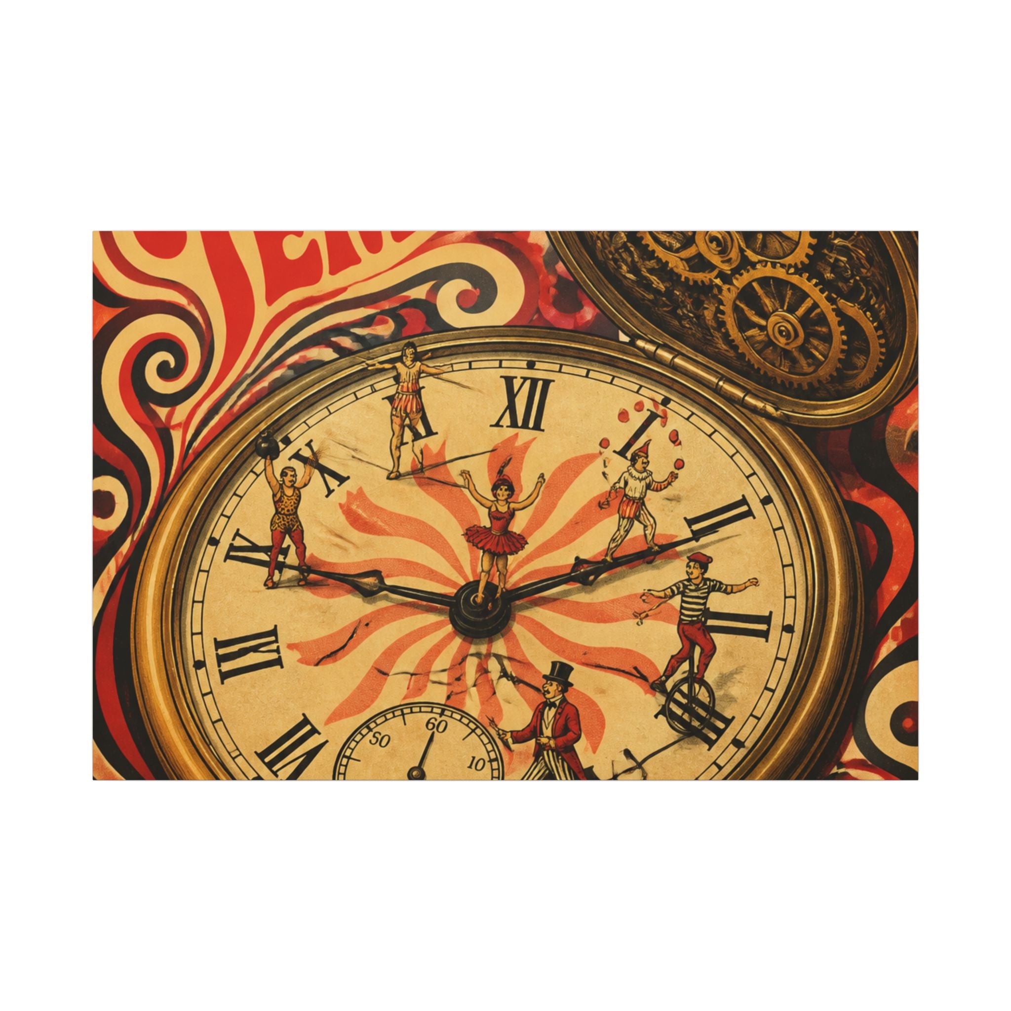 Pocket Watch Performers Wall Art Canvas 16×20 Psychedelic Cafe Decor Maximalist Print