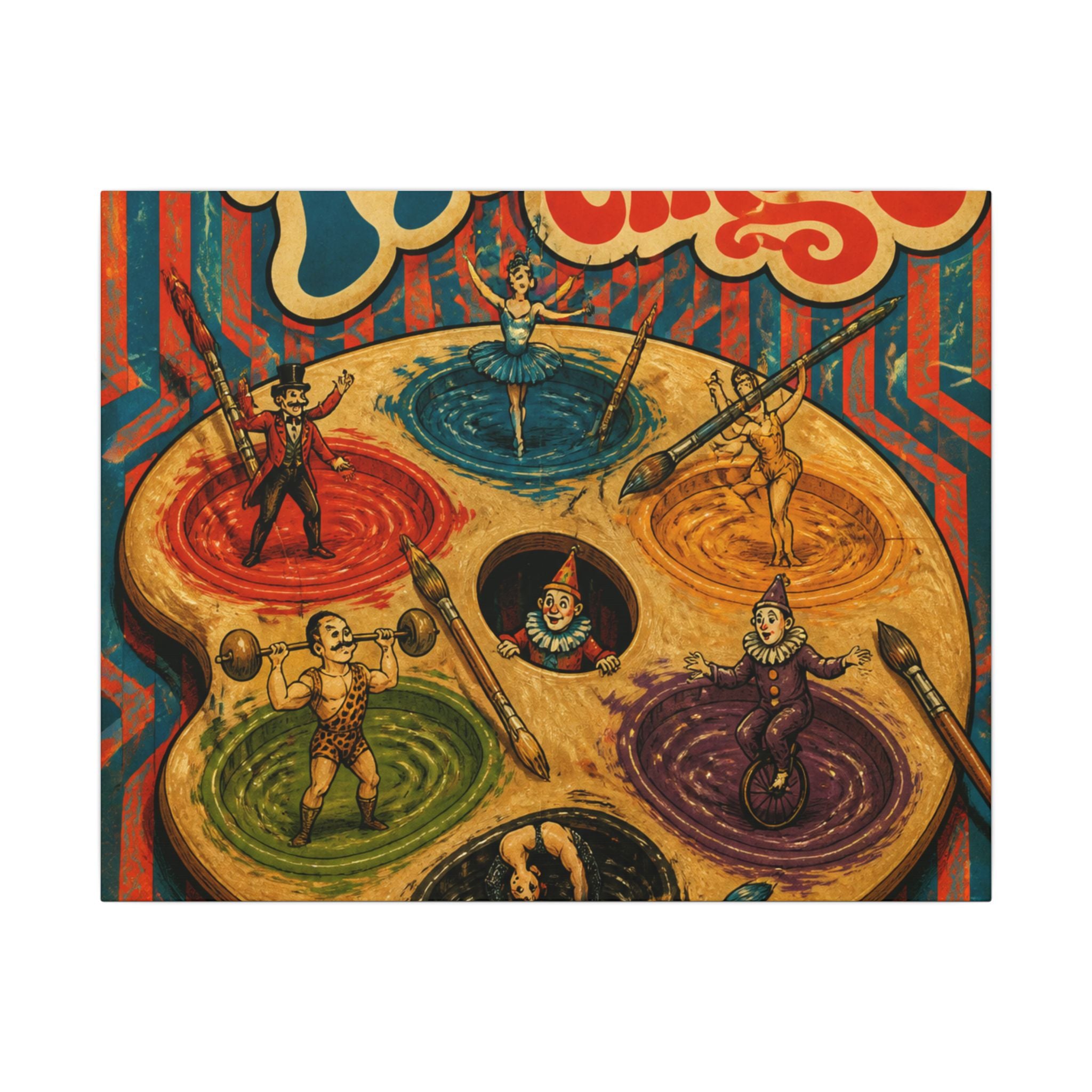 Paint Palette Stage Wall Art Canvas 24×36 Psychedelic Dining Room Decor Maximalist Print