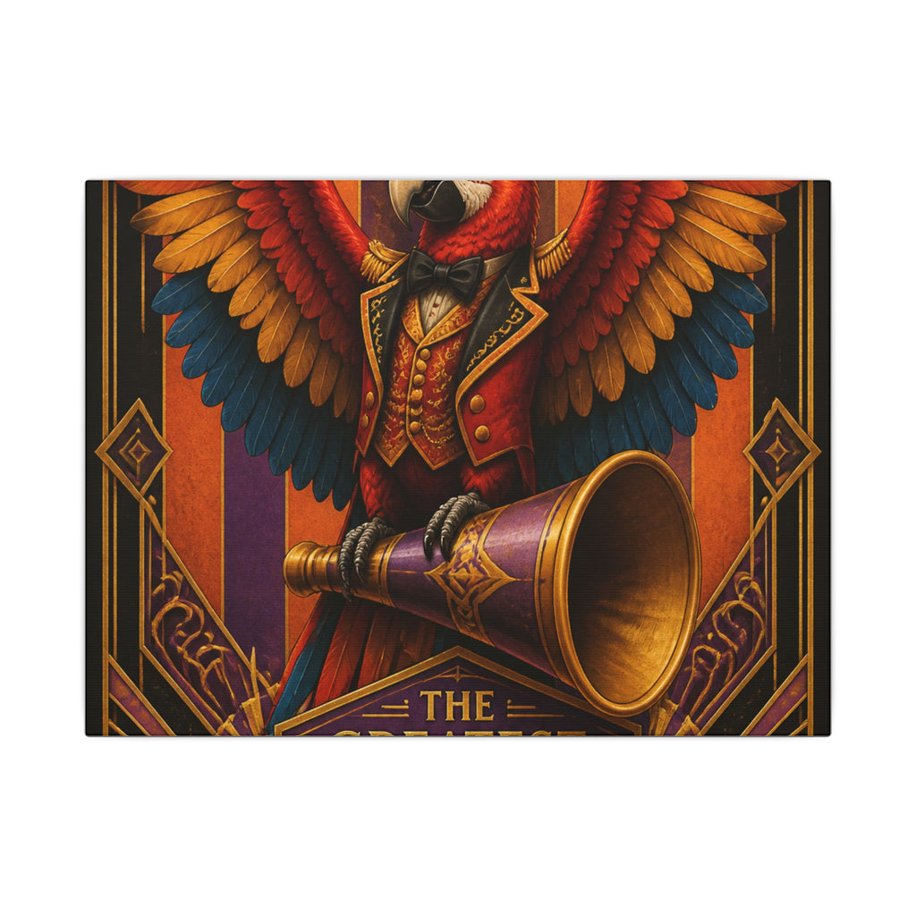 Parrot Ringmaster Wall Art Canvas 24×36 Art Deco Bar Area Decor Maximalist Print