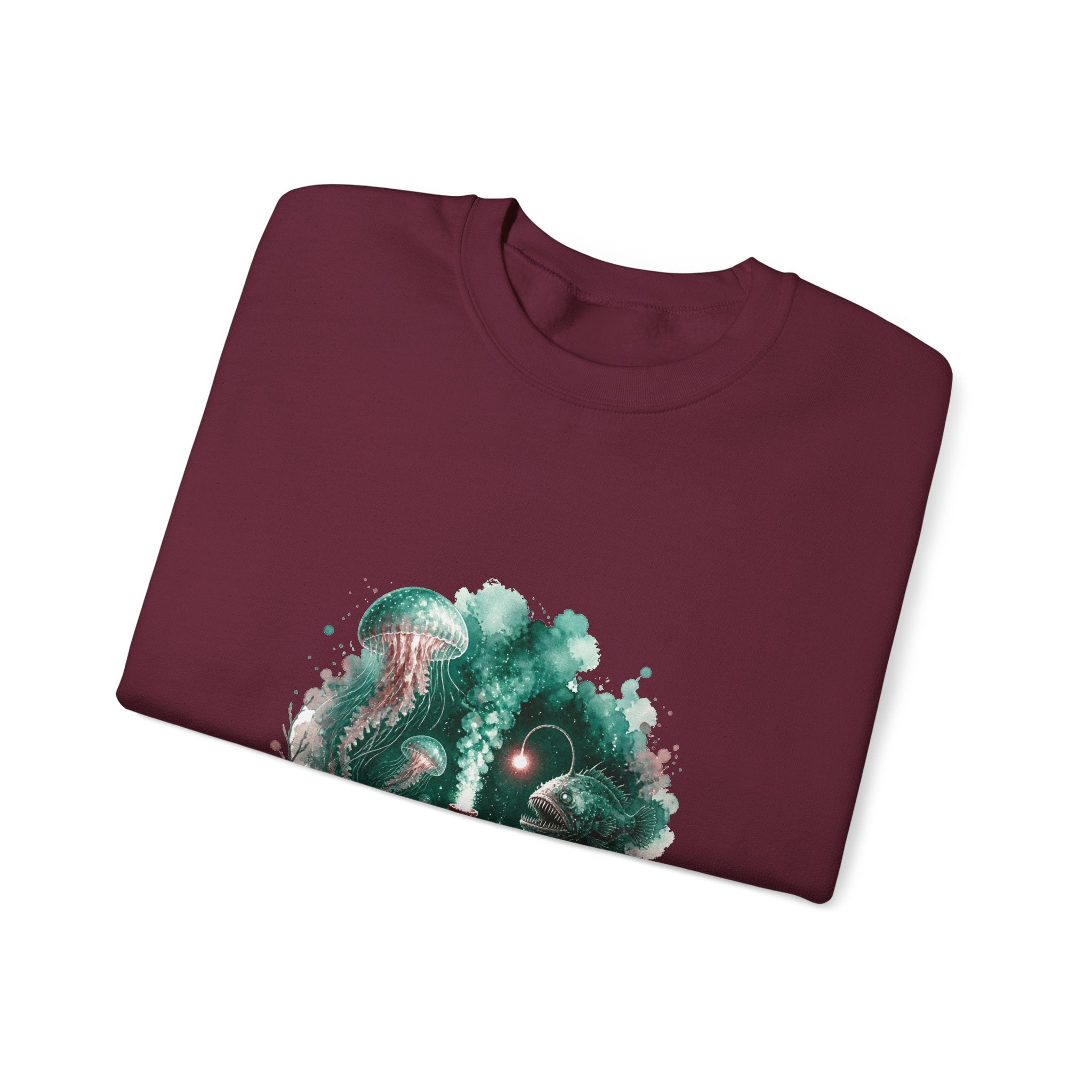 Matching Couple Sweatshirt - Coral Reef & Deep Sea Matching Couple Premium Fleece Sweatshirt Watercolor Art His Hers Birthday Gift - Design B