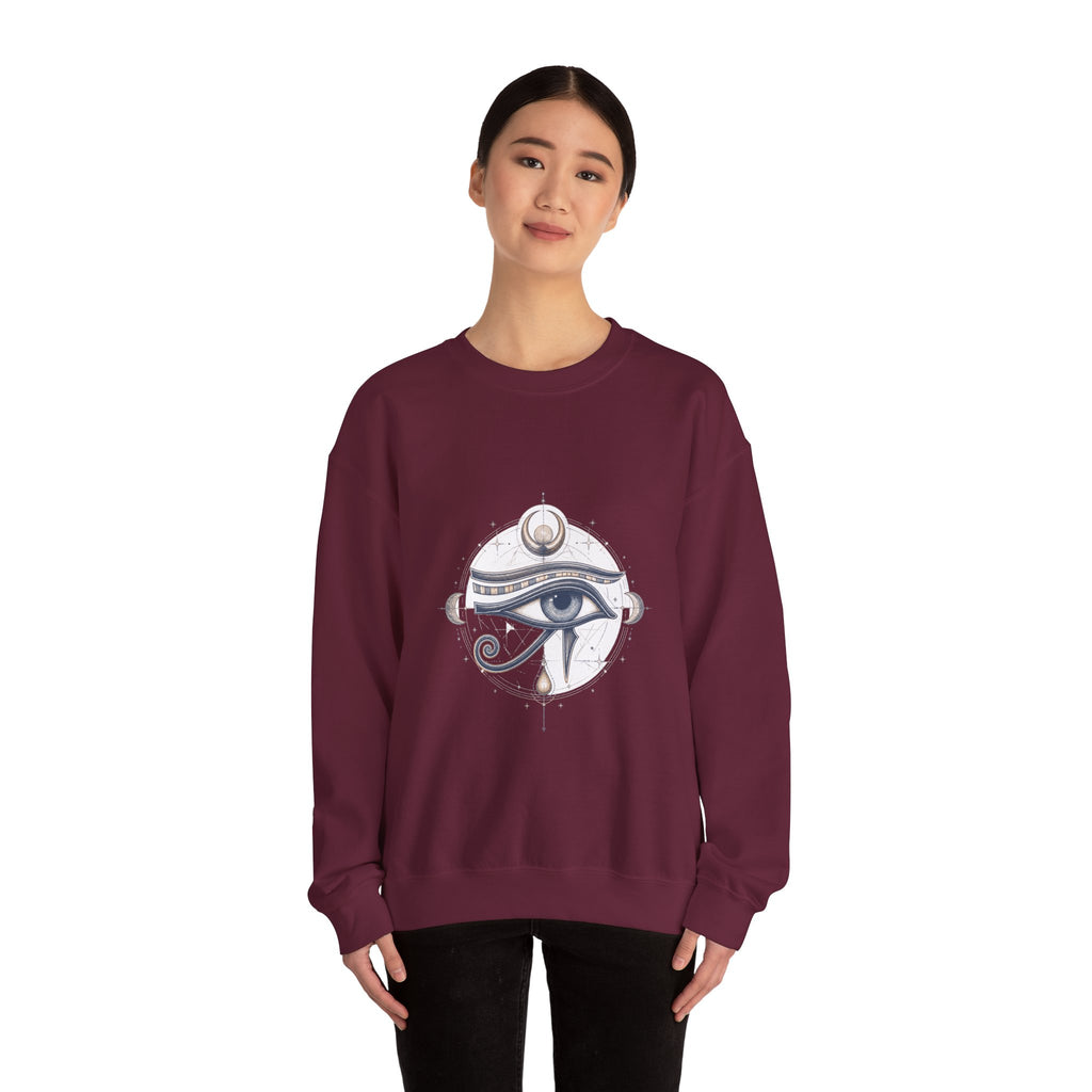 Matching Couple Sweatshirt - Eye of Ra & Horus Matching Couple Crewneck Sweatshirt Hand-Drawn Art His Hers Best Friend Gift - Design B