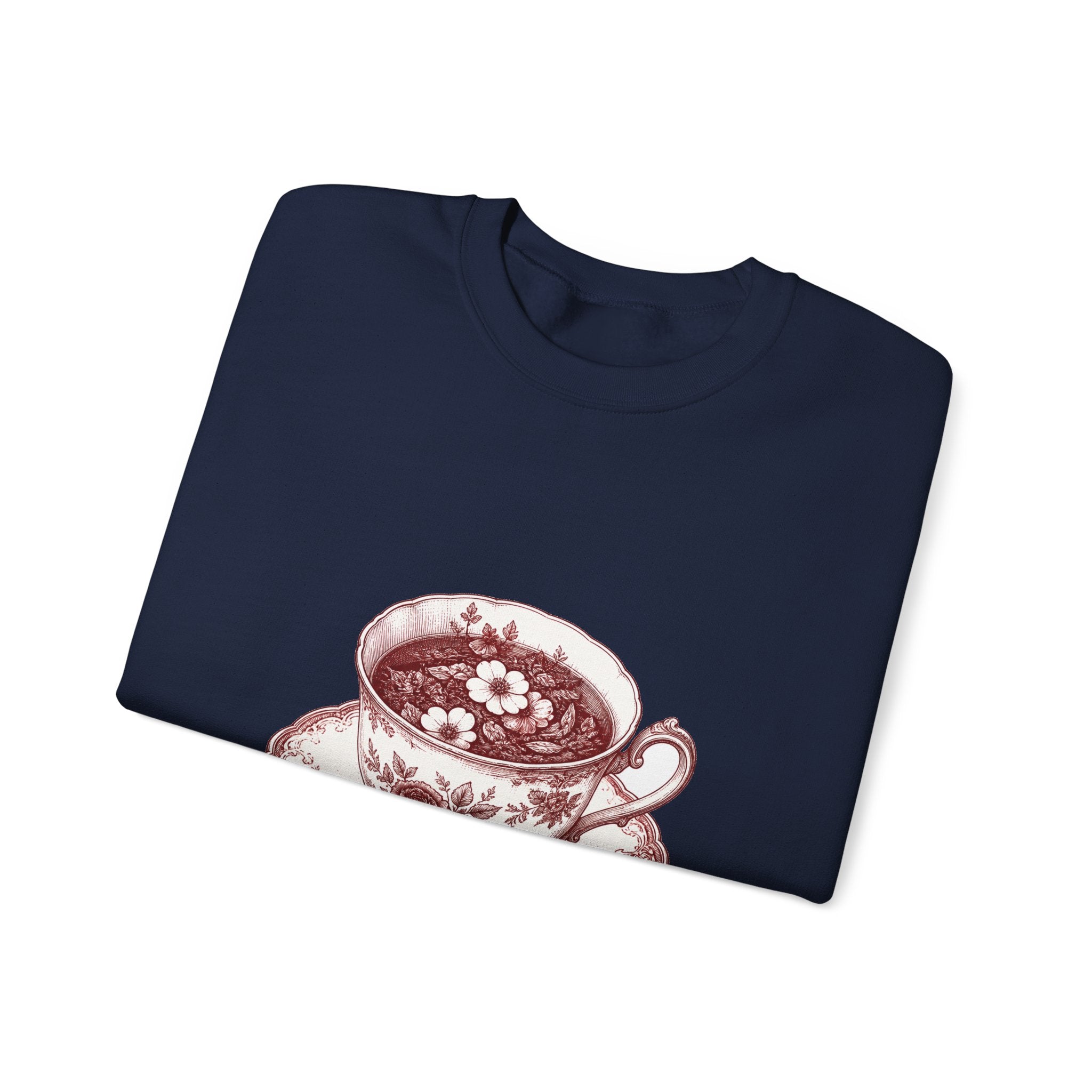 Matching Couple Sweatshirt - Coffee & Tea Matching Couple Comfort Colors Crew Hand-Drawn Art His Hers Anniversary Gift - Design B