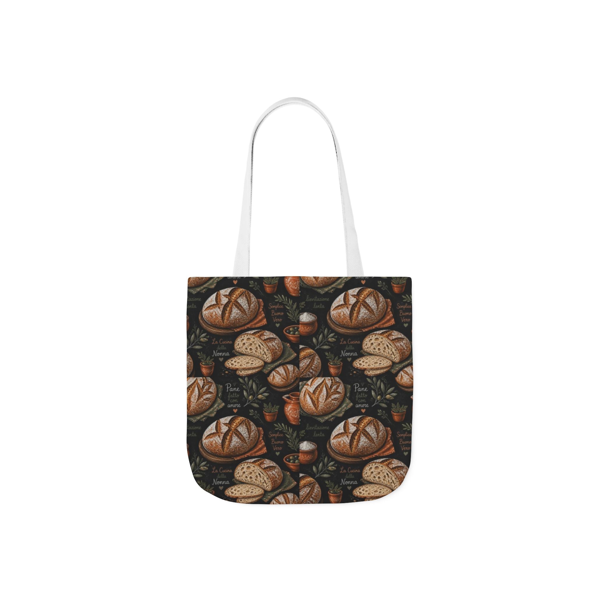 Rustic Sourdough Bread Canvas Tote Bag Mediterranean Kitchen Chalk Art Design Italian Cottagecore Gift