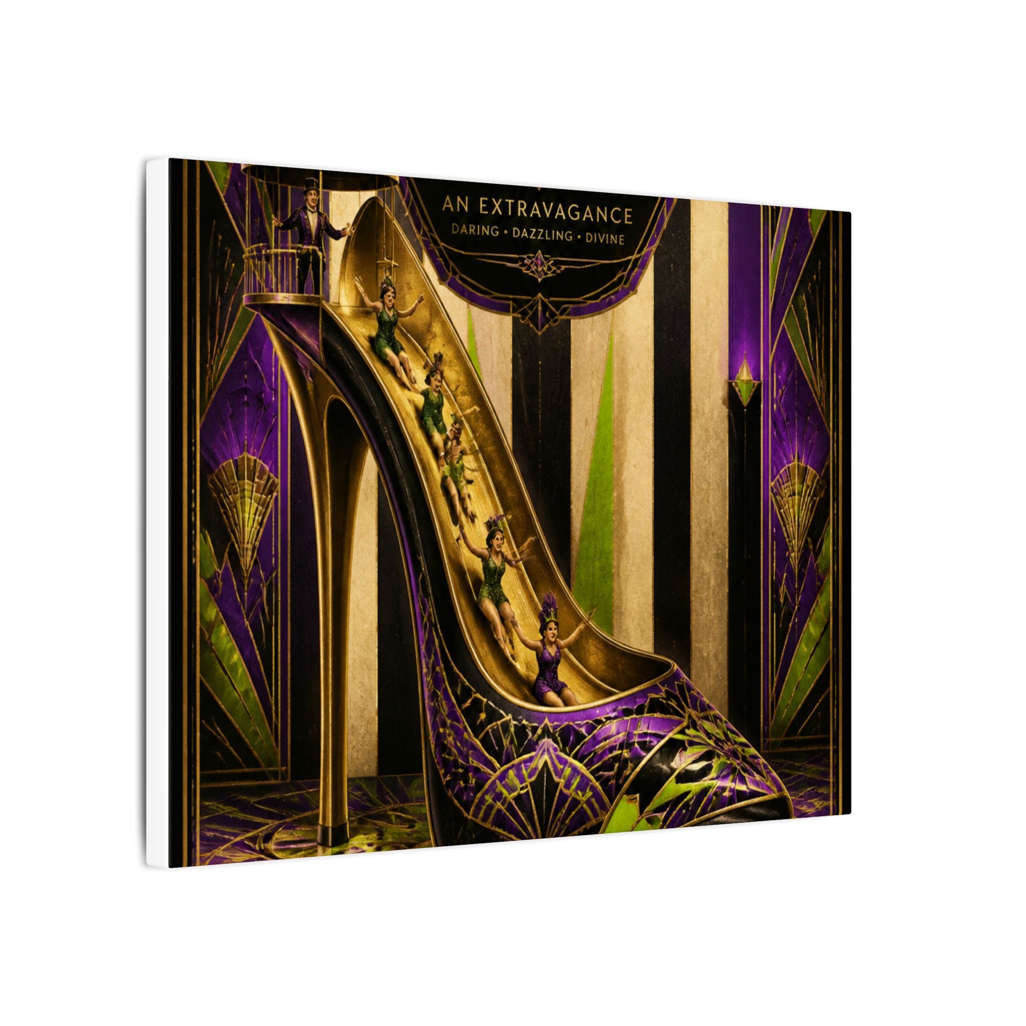 High Heel Slide Wall Art Canvas 24×36 Art Deco Bar Area Decor Maximalist Print