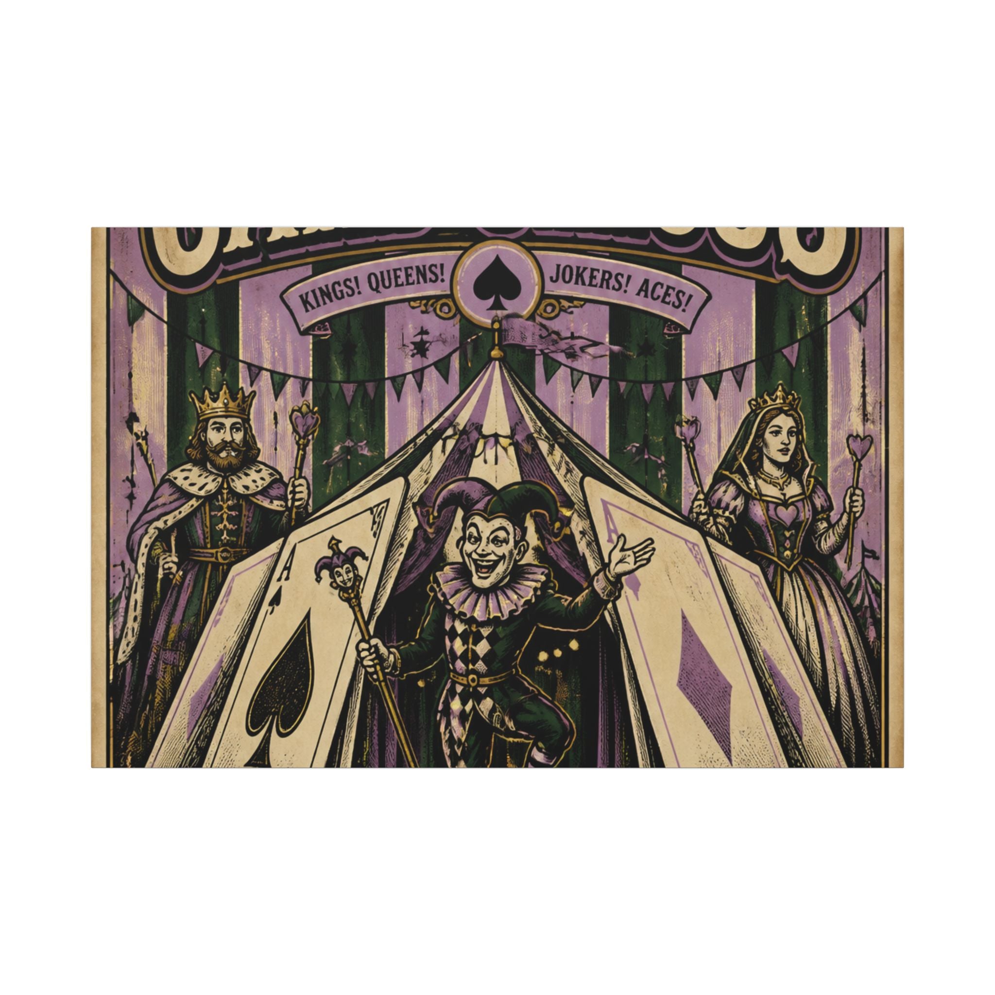 Playing Cards Tent Wall Art Canvas 16×20 Vintage Circus Kitchen Decor Maximalist Print