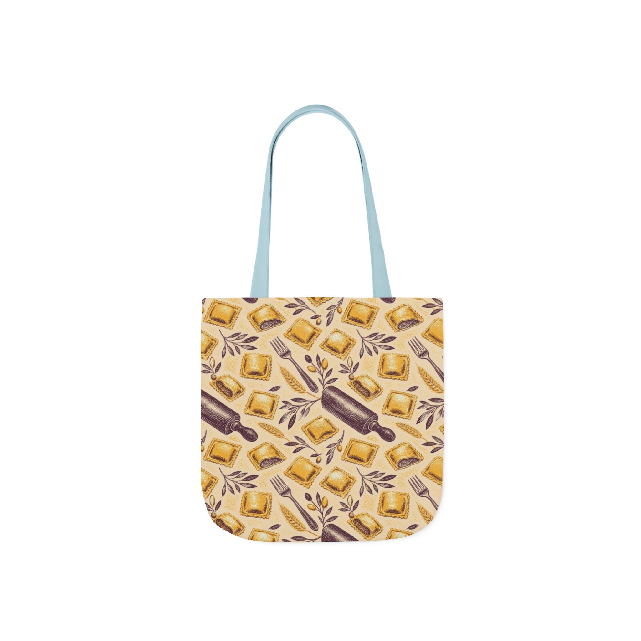 Fresh Ravioli Canvas Tote Bag Mediterranean Kitchen Linocut Design Italian Cottagecore Gift