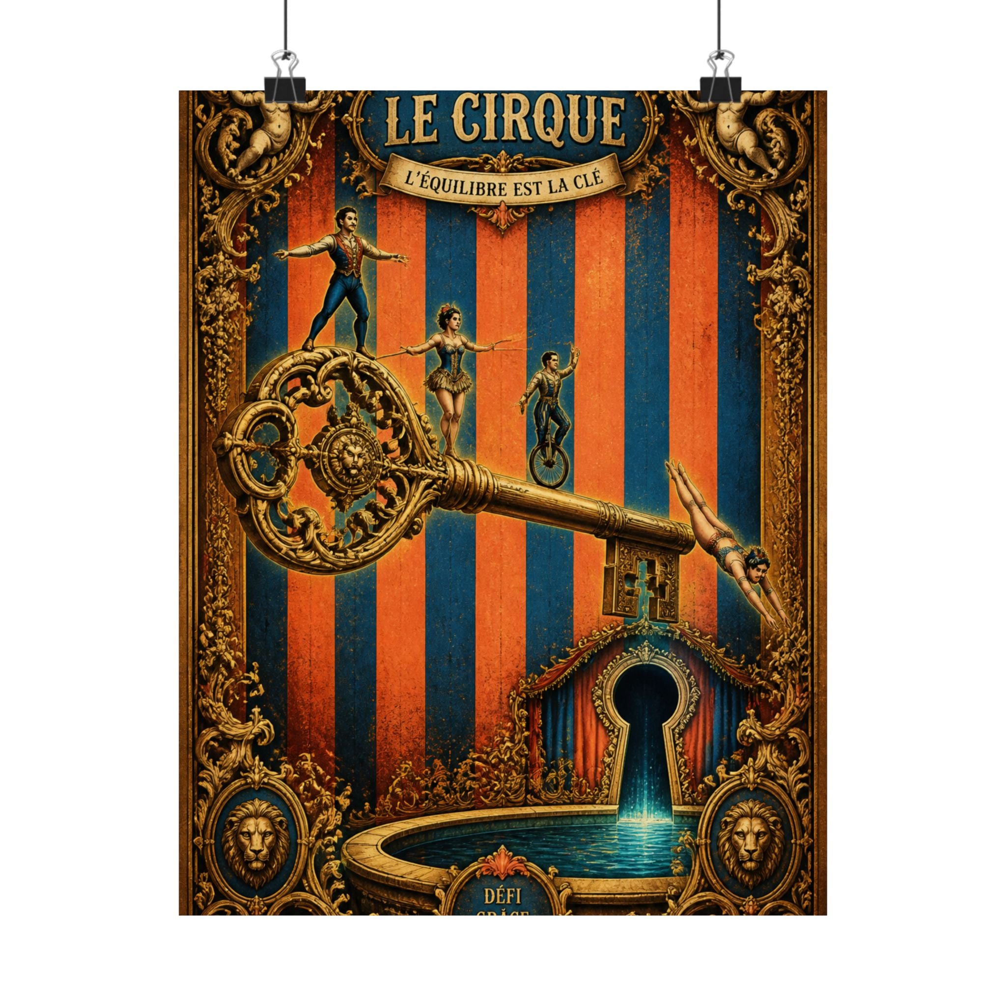 Giant Key Performance Wall Art Poster 18×24 Baroque Home Office Decor Maximalist Print