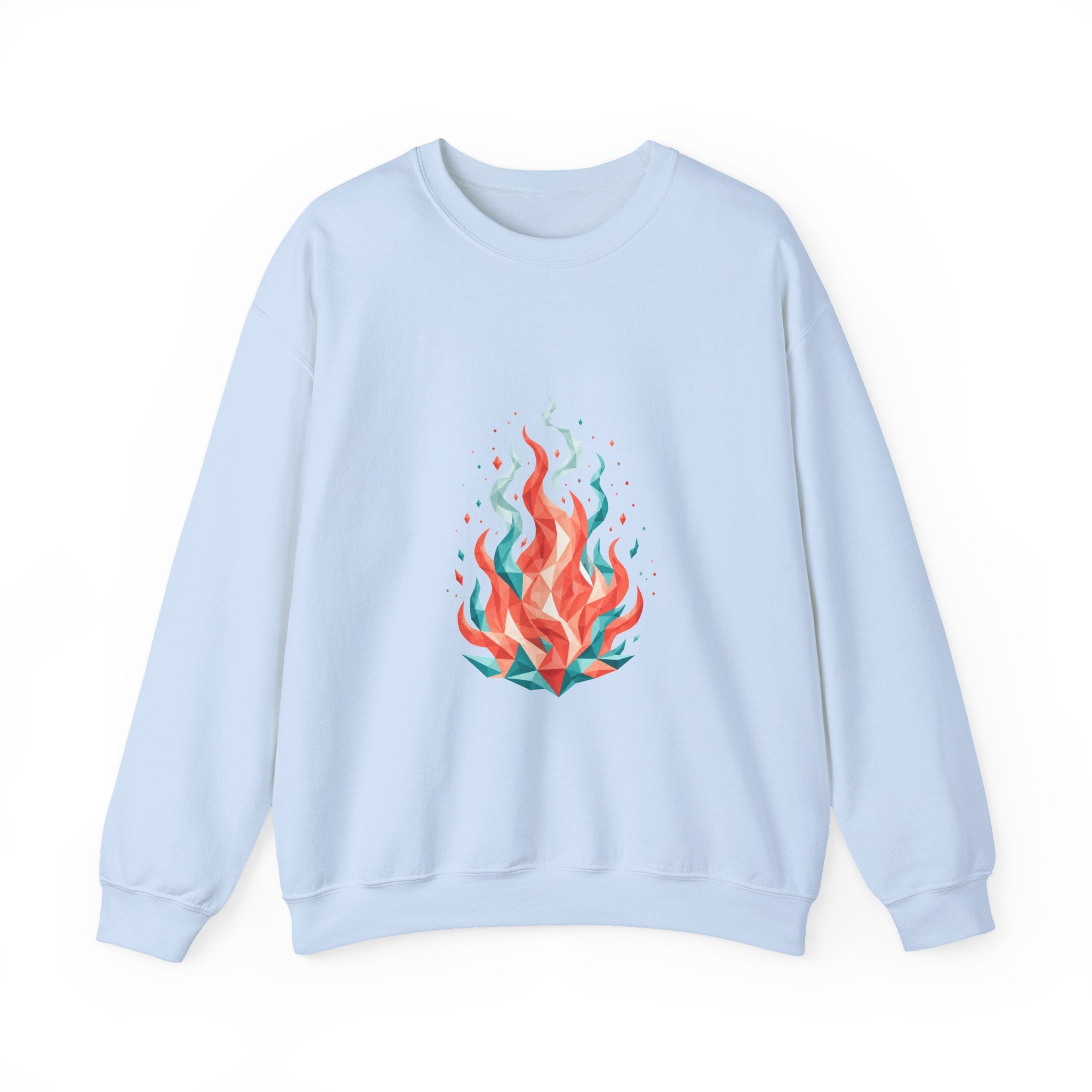 Matching Couple Sweatshirt - Wildfire & Waterfall Matching Couple Premium Fleece Sweatshirt Geometric Art His Hers Love Gift - Design A