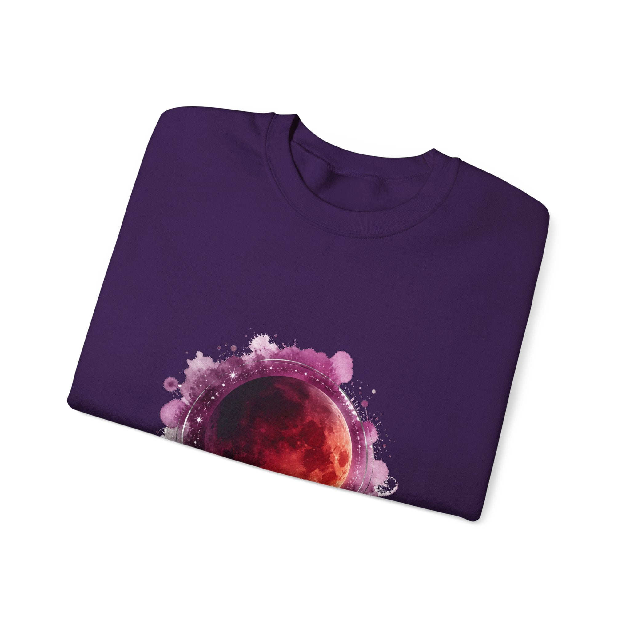 Matching Couple Sweatshirt - Solar & Lunar Eclipse Matching Couple Premium Fleece Sweatshirt Watercolor Art His Hers Birthday Gift - Design B