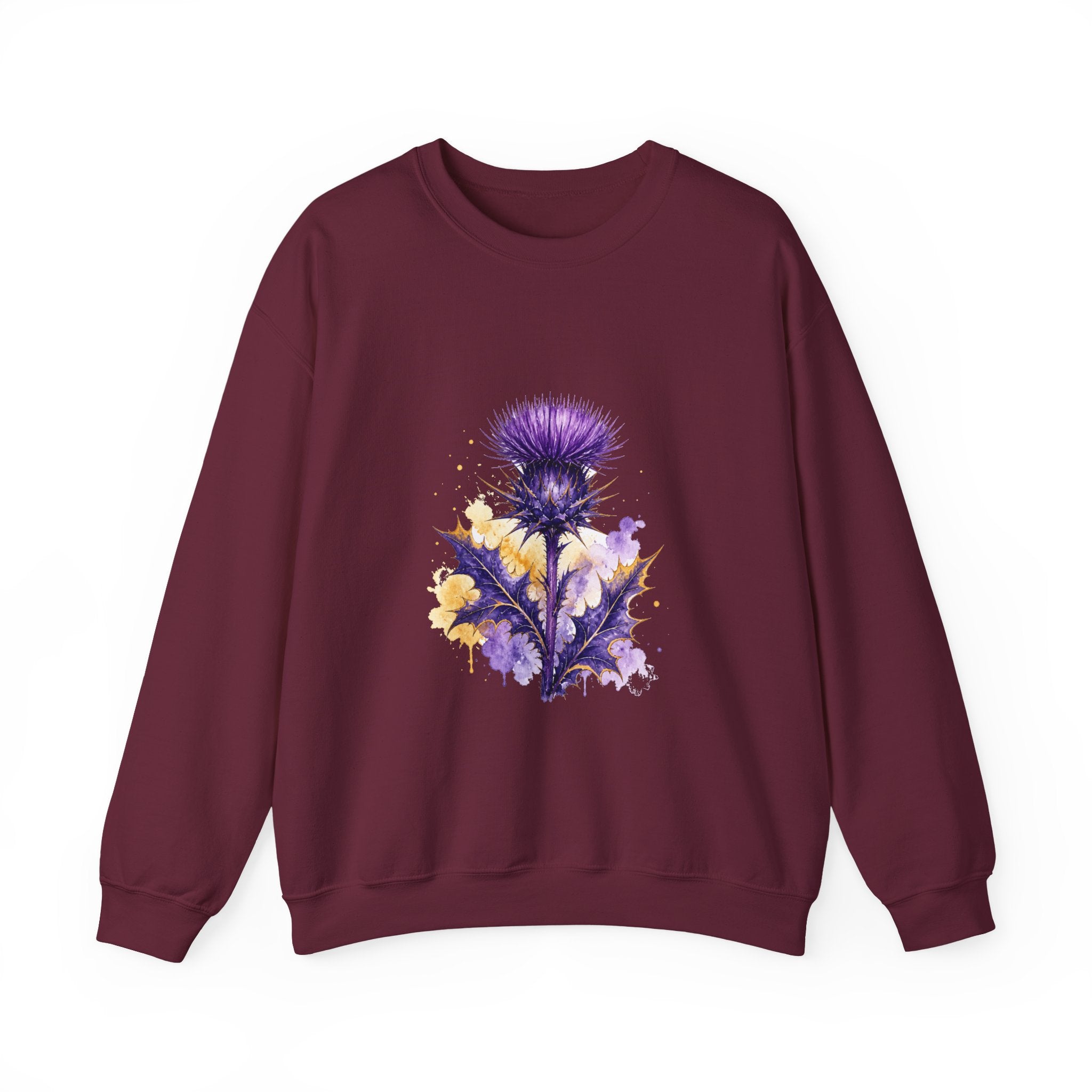 Matching Couple Sweatshirt - Lavender & Thistle Matching Couple Crewneck Sweatshirt Watercolor Art His Hers Engagement Gift - Design B