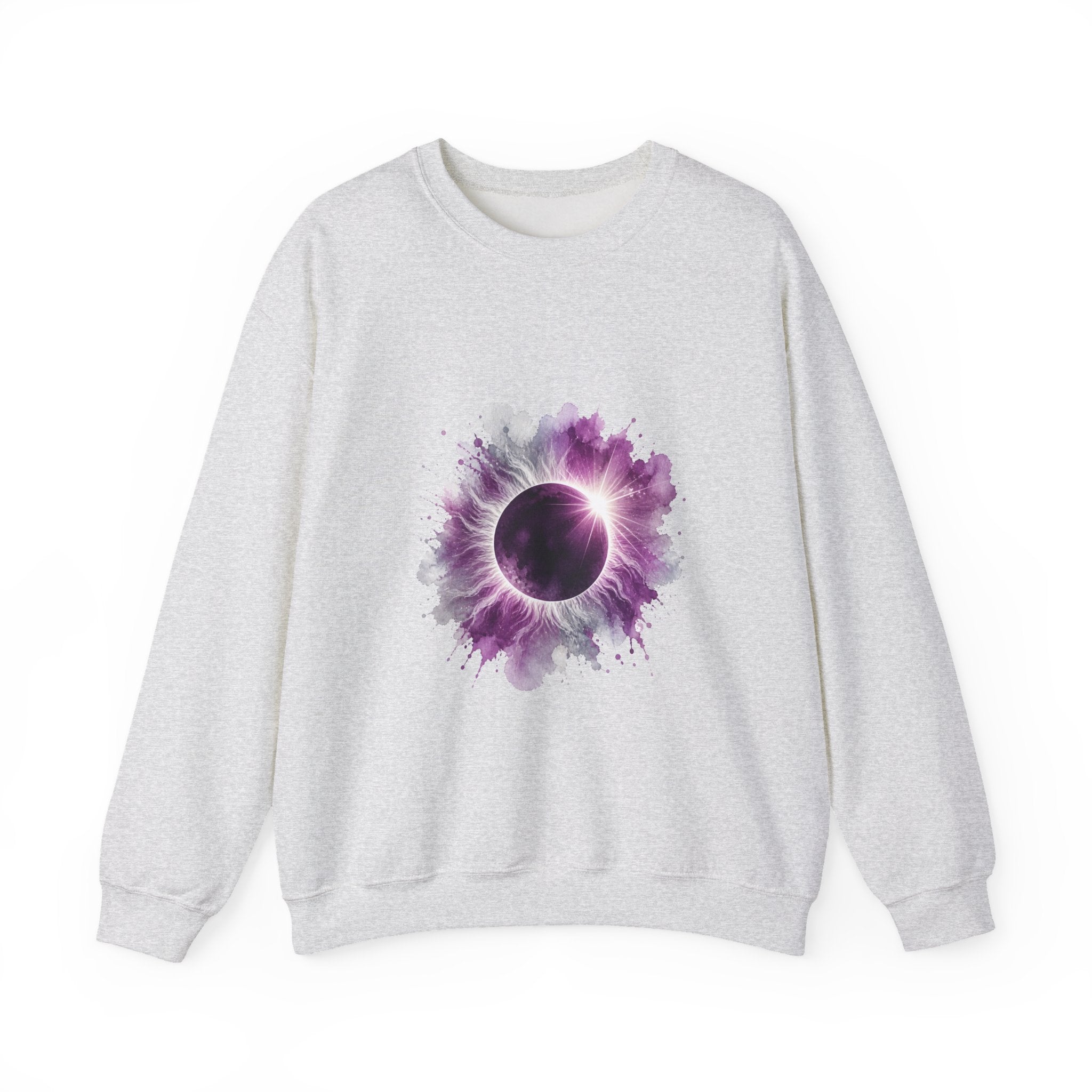 Matching Couple Sweatshirt - Solar & Lunar Eclipse Matching Couple Premium Fleece Sweatshirt Watercolor Art His Hers Birthday Gift - Design A