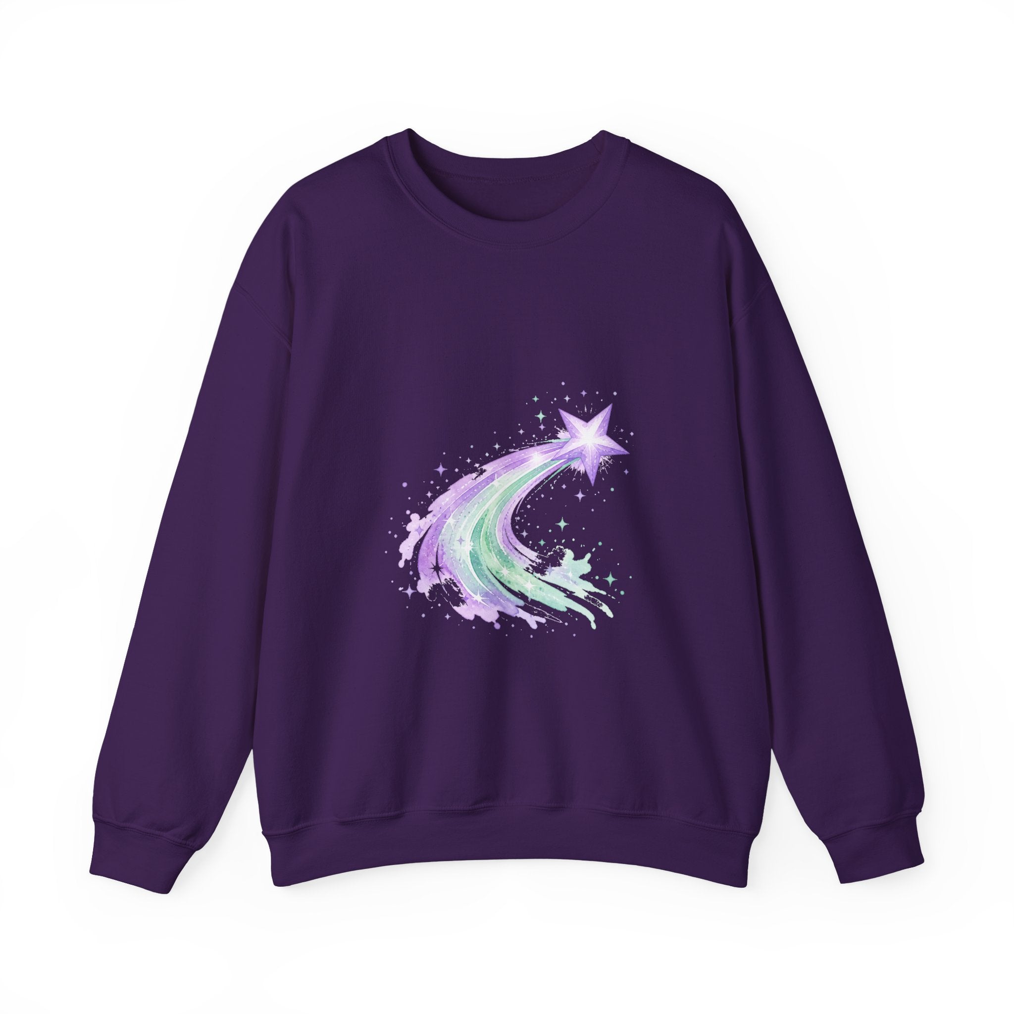 Matching Couple Sweatshirt - Shooting Star & North Star Matching Couple Crewneck Sweatshirt Watercolor Art His Hers Engagement Gift - Design A