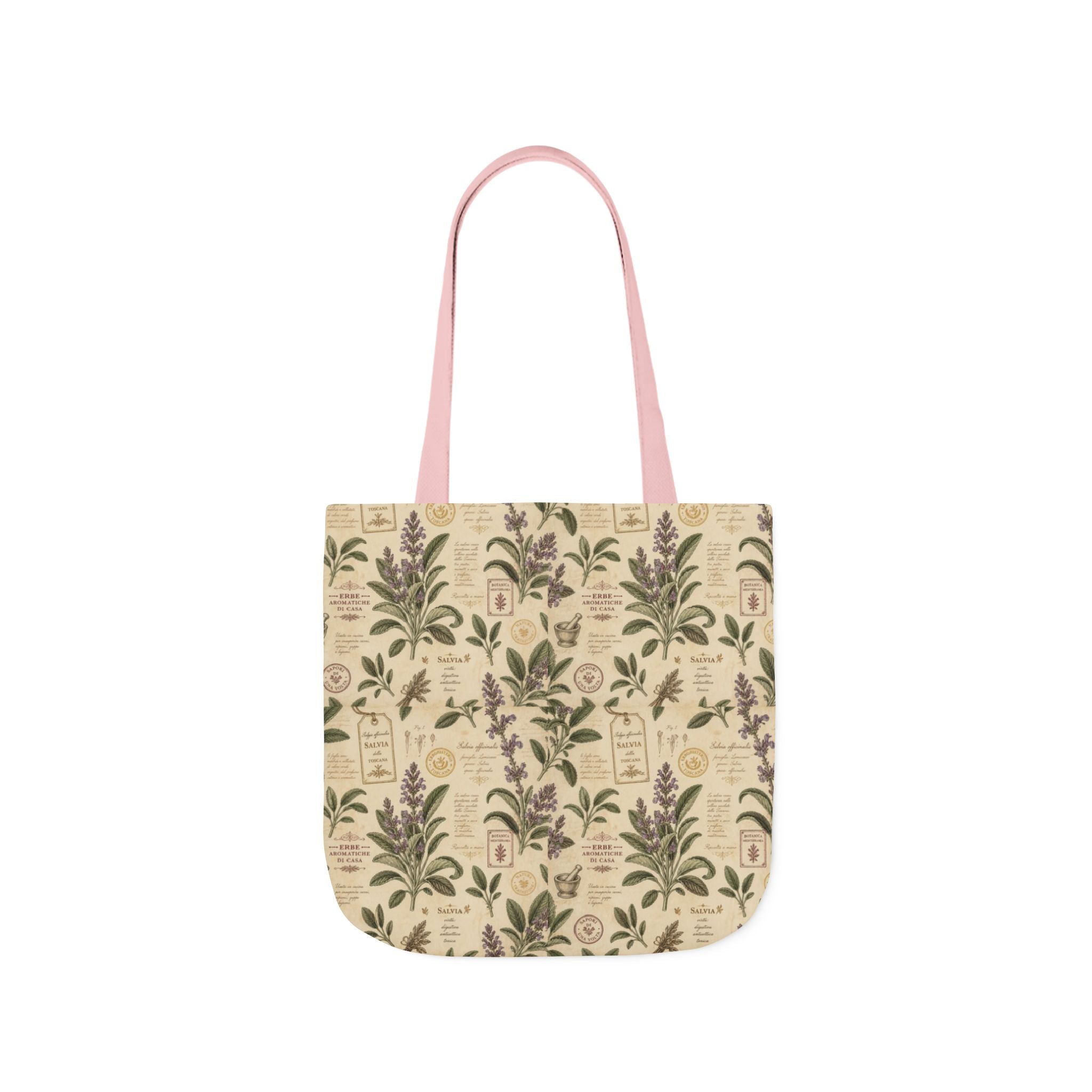 Sage Leaves Canvas Tote Bag Mediterranean Kitchen Botanical Design Italian Cottagecore Gift