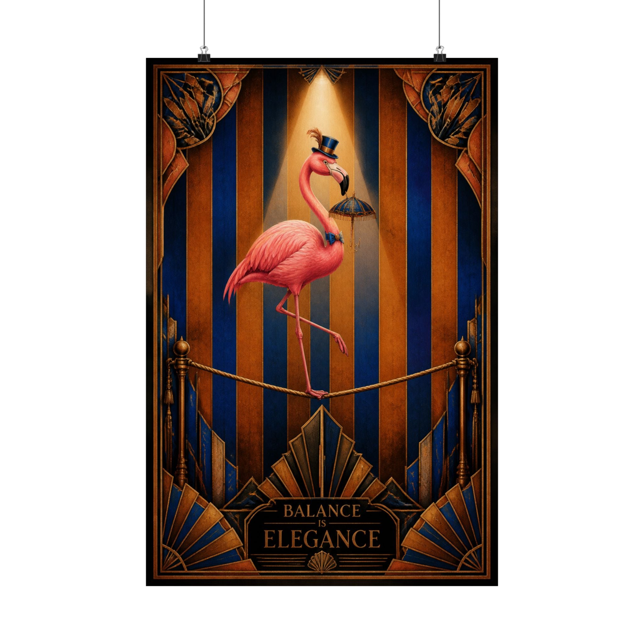 Flamingo Tightrope Wall Art Poster 24×36 Art Deco Bar Area Decor Maximalist Print