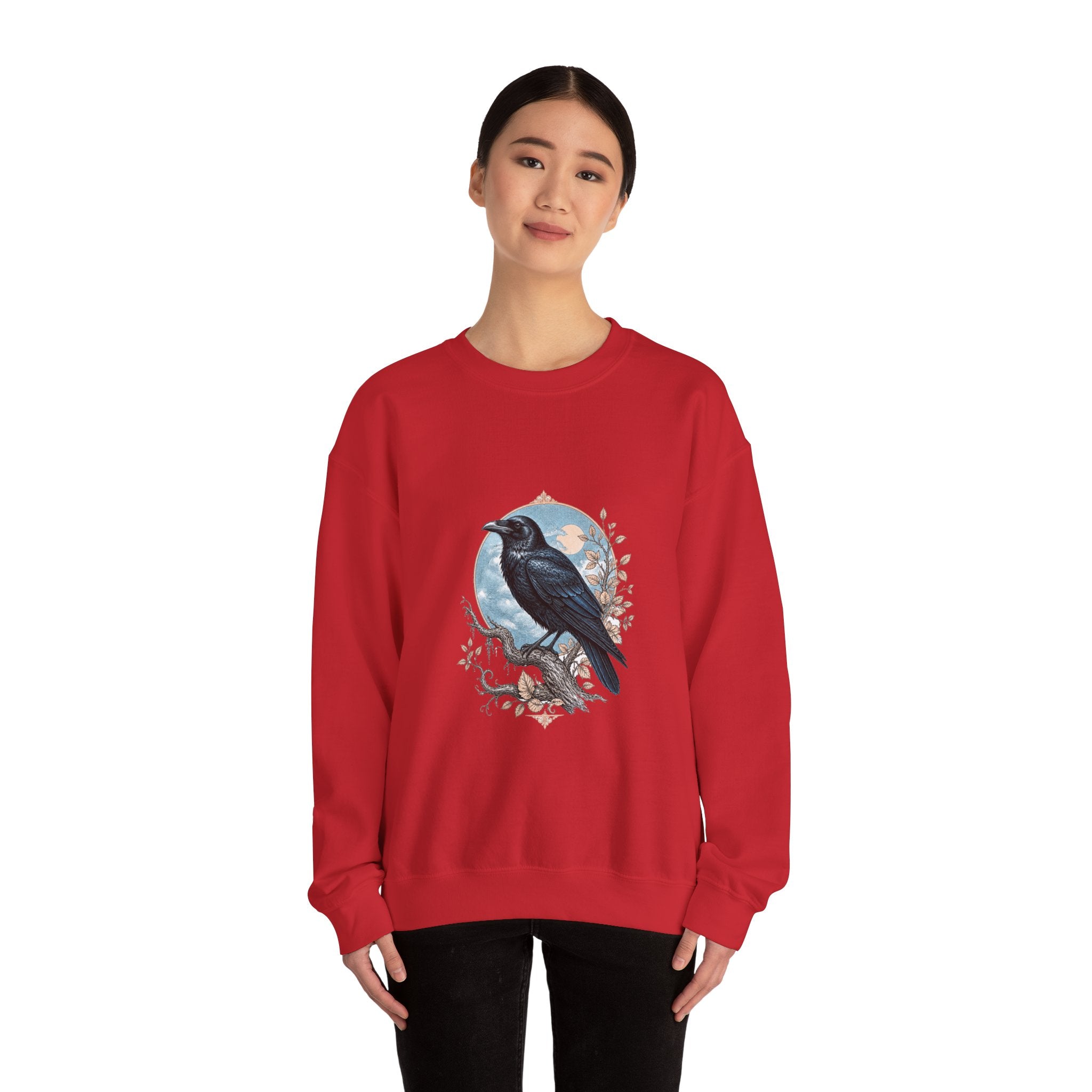 Matching Couple Sweatshirt - Raven & Swan Matching Couple Crewneck Sweatshirt Vintage Art His Hers Wedding Gift - Design A