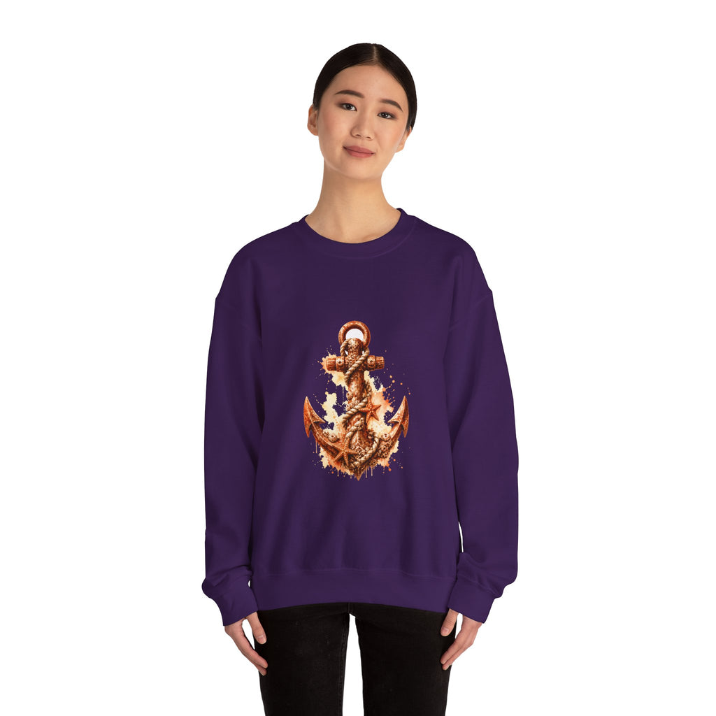 Matching Couple Sweatshirt - Anchor & Sail Matching Couple Crewneck Sweatshirt Watercolor Art His Hers Engagement Gift - Design A